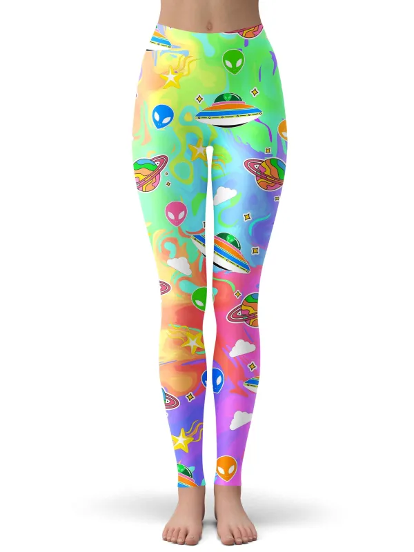 Trippy Alien Invasion Leggings sold by iEDM