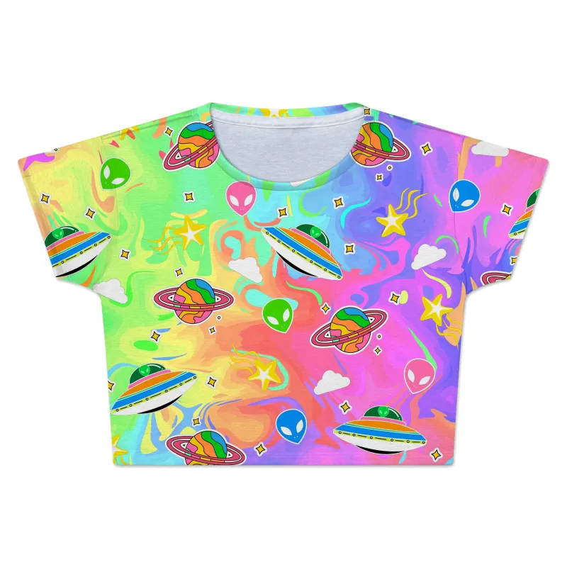 Trippy Alien Invasion Crop Tee sold by iEDM