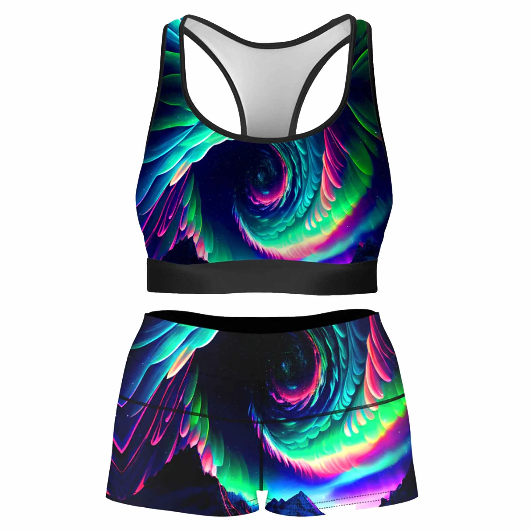 Northern Lights II Rave Bra and High Waist Booty Shorts Combo sold by iEDM