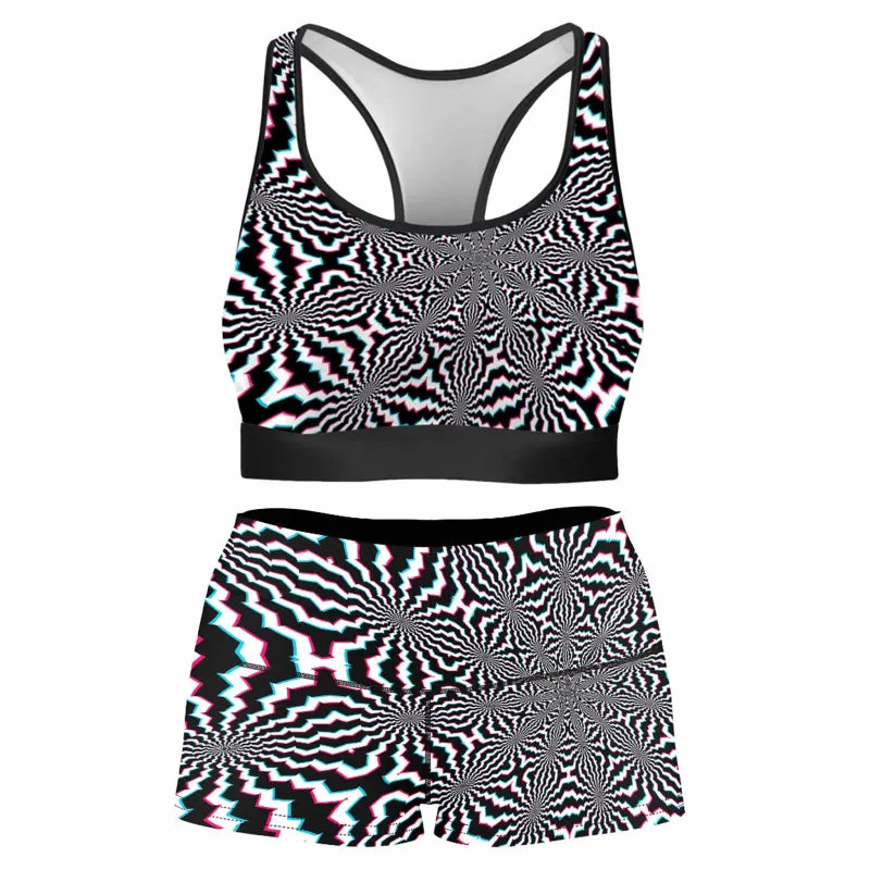 Fractal Ripples Rave Bra and High Waist Booty Shorts Combo sold by iEDM