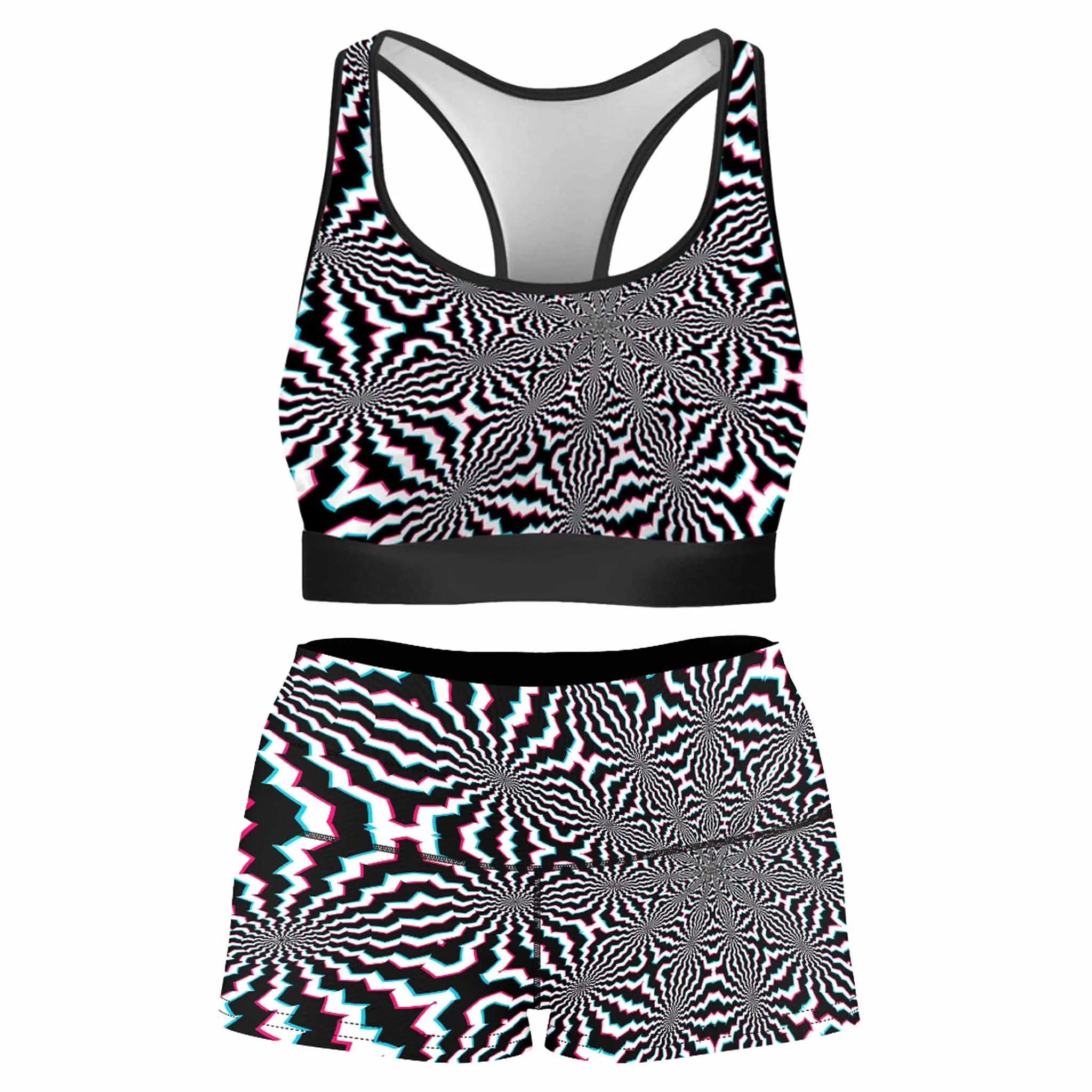 Fractal Ripples Rave Bra and High Waist Booty Shorts Combo sold by iEDM