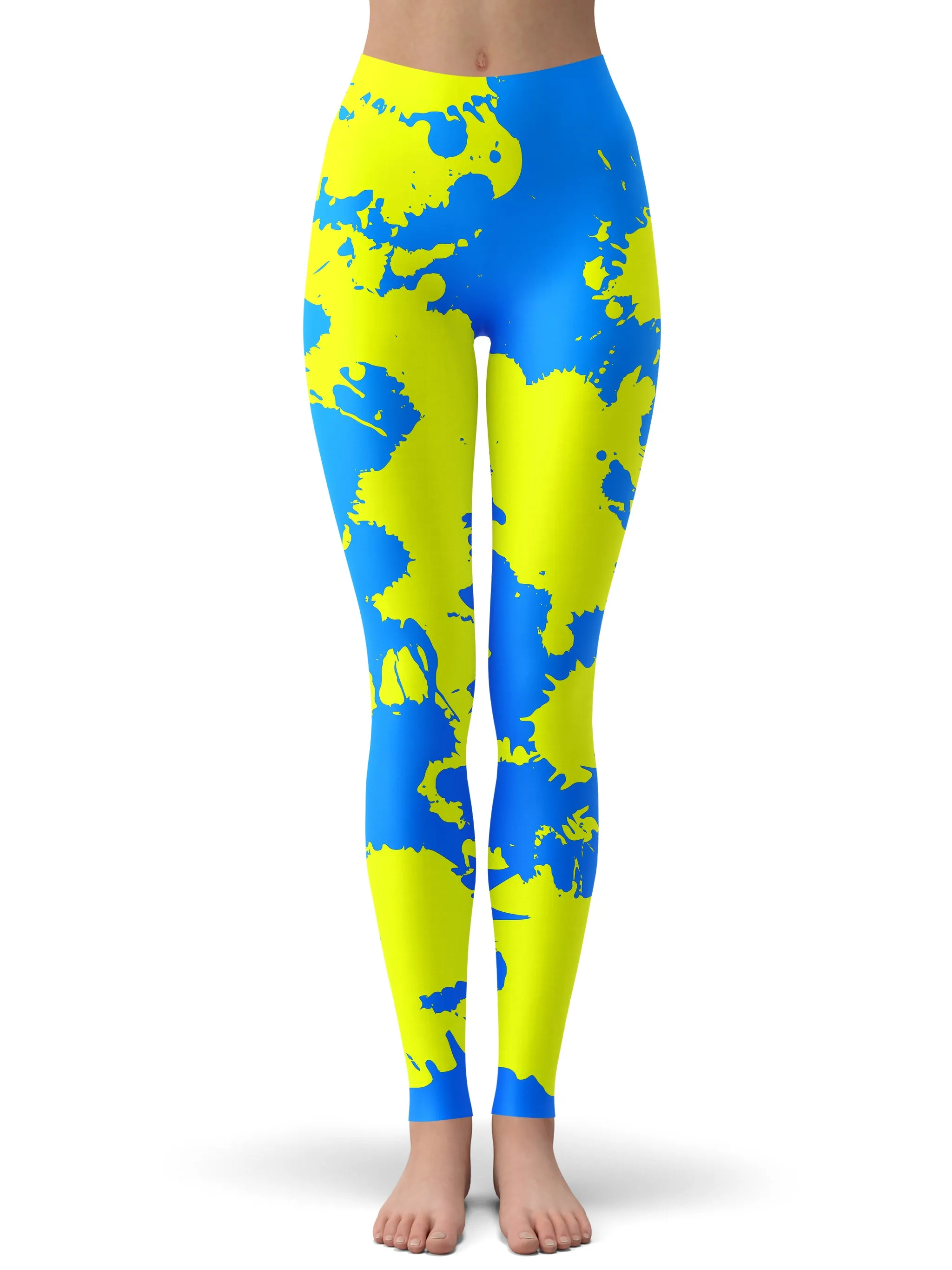 Yellow and Blue Paint Splatter Zip-Up Hoodie and Leggings Combo sold by iEDM product image thumbnail 3