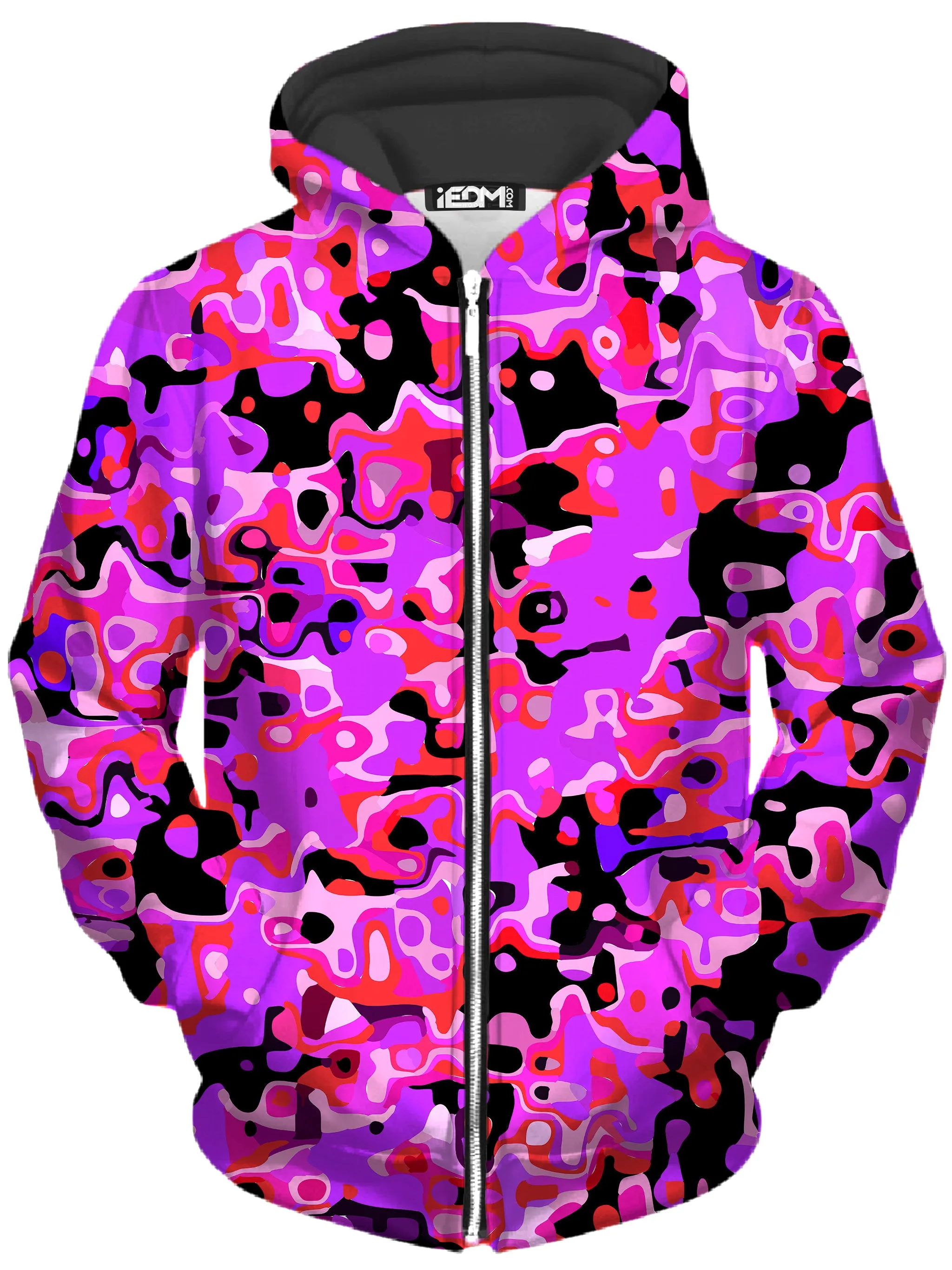 Purple Red and Black Rave Camo Melt Zip-Up Hoodie and Joggers Combo sold by iEDM product image thumbnail 2