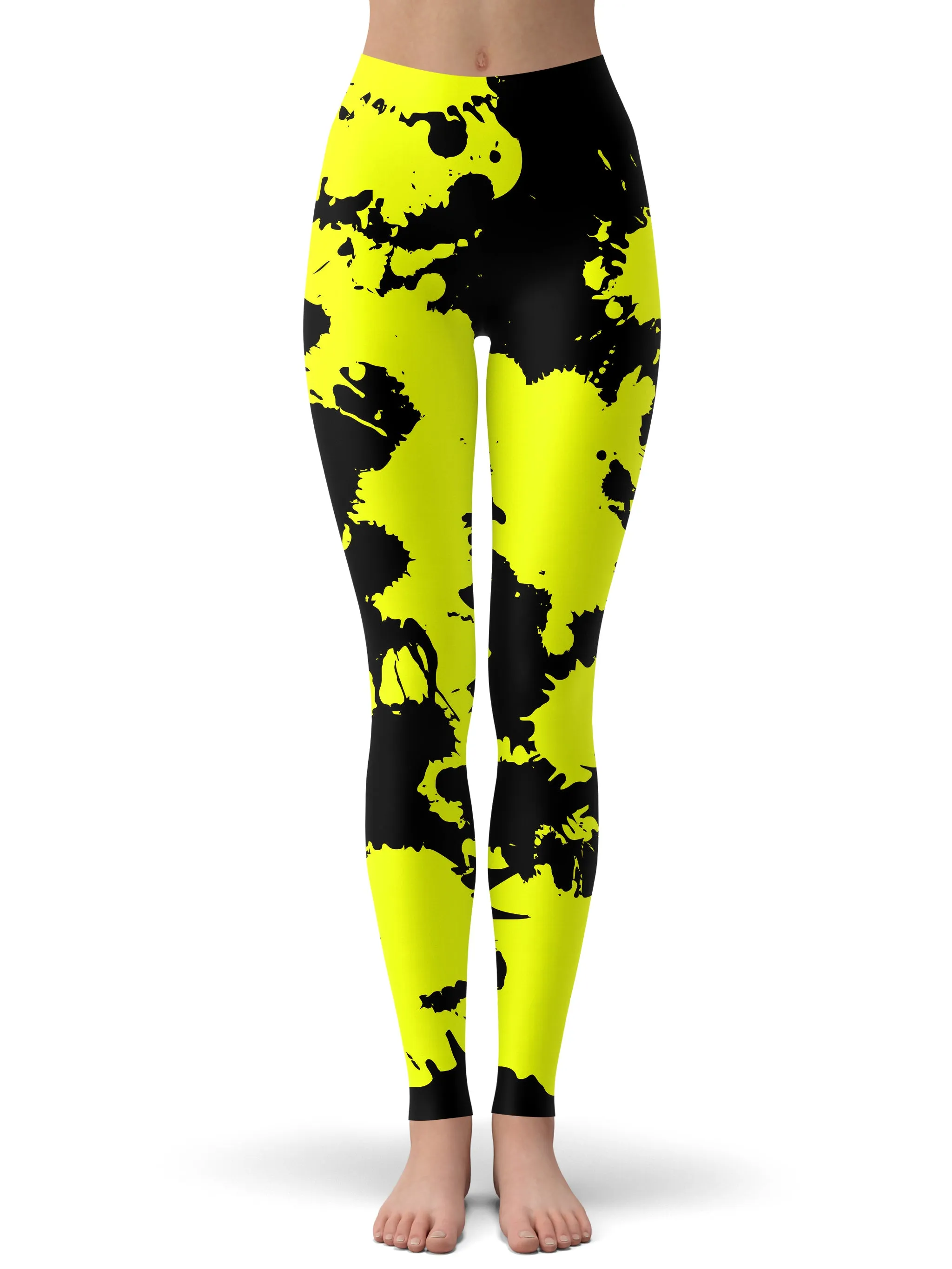Yellow and Black Paint Splatter Hoodie Dress and Leggings Combo sold by iEDM product image thumbnail 3