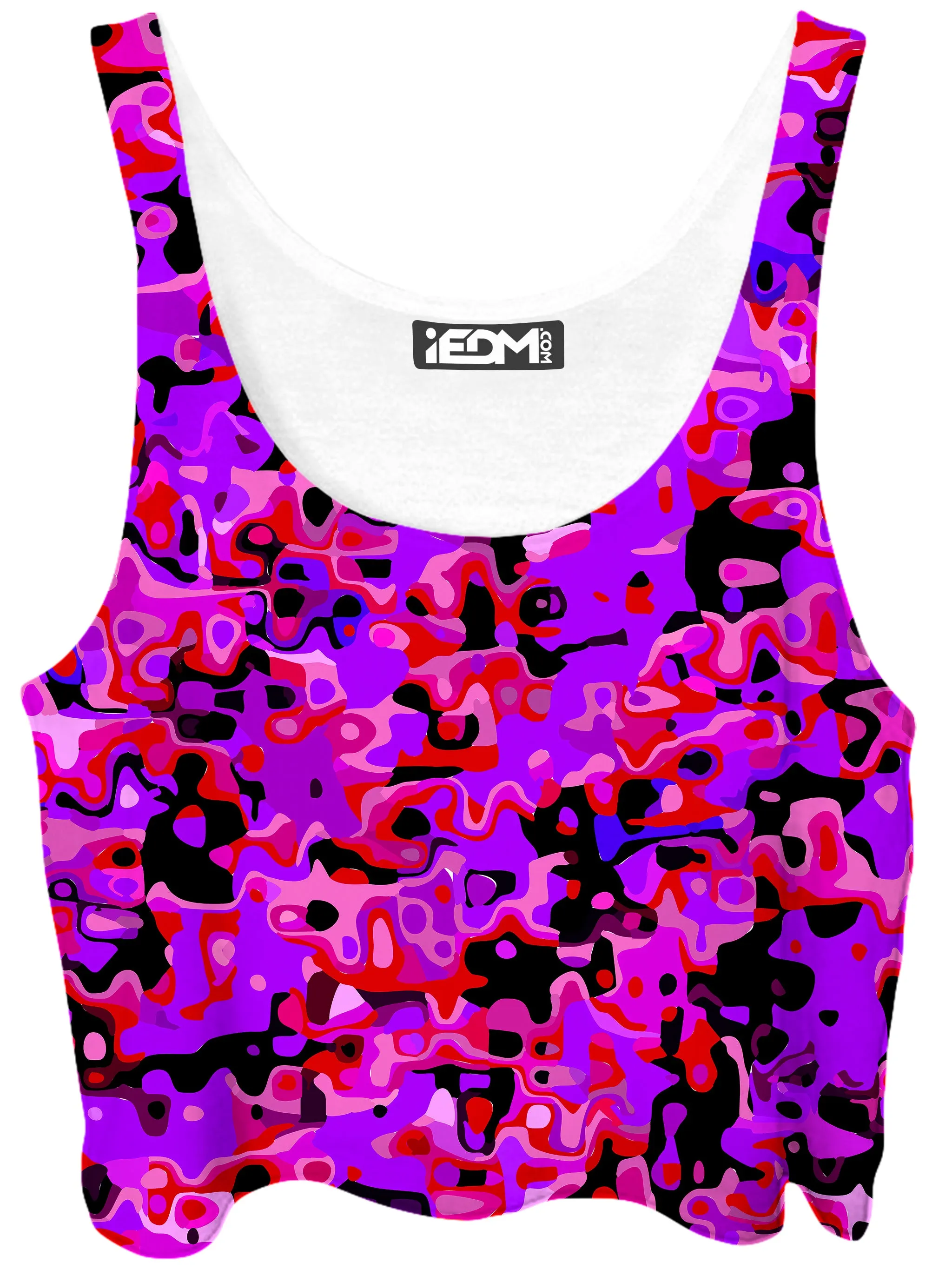 Purple Red and Black Rave Camo Melt Crop Top and Booty Shorts Combo sold by iEDM product image thumbnail 2