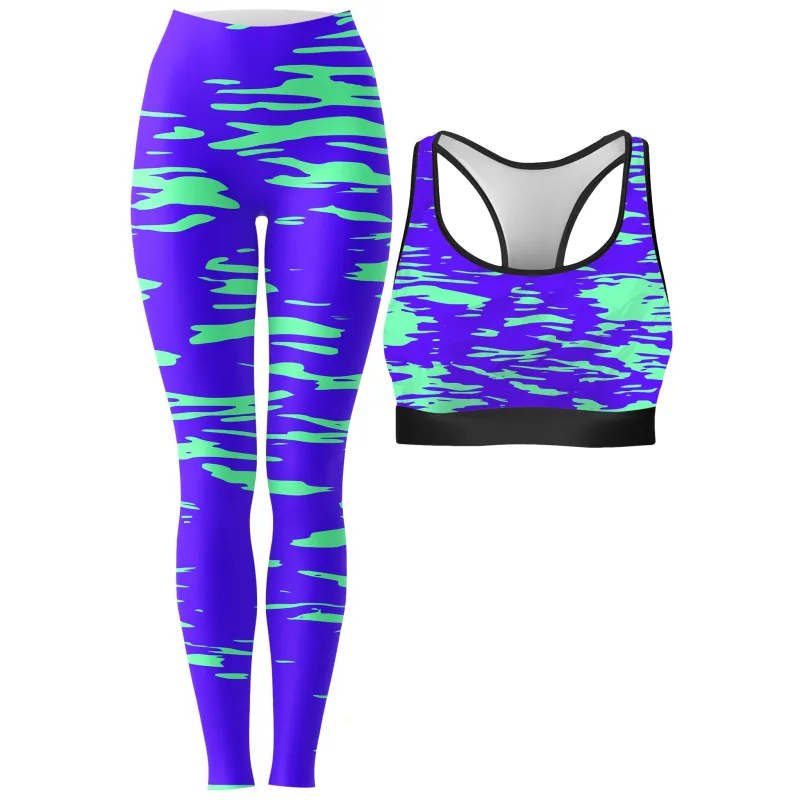 Purple Mint Rave Zebra Stripe Rave Bra and Leggings Combo sold by iEDM