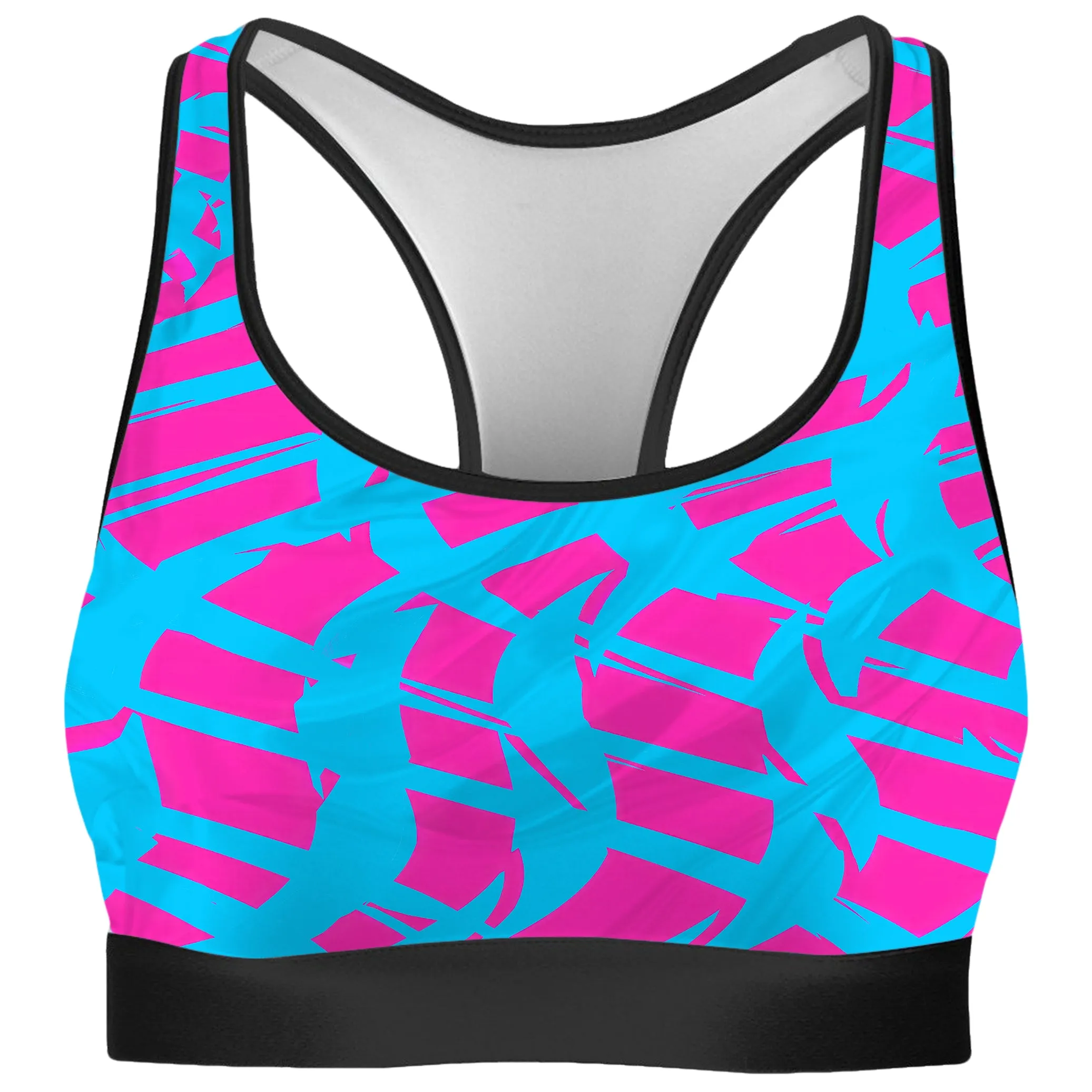 Pink and Blue Squiggly Rave Checkered Rave Bra and Leggings Combo sold by iEDM product image thumbnail 2