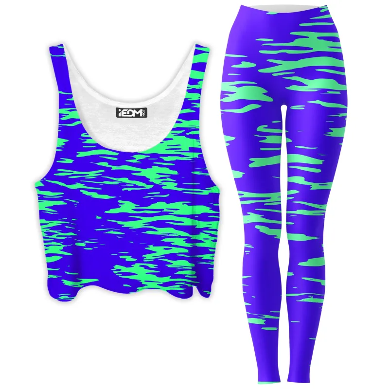 Purple Mint Rave Zebra Stripe Crop Top and Leggings Combo sold by iEDM