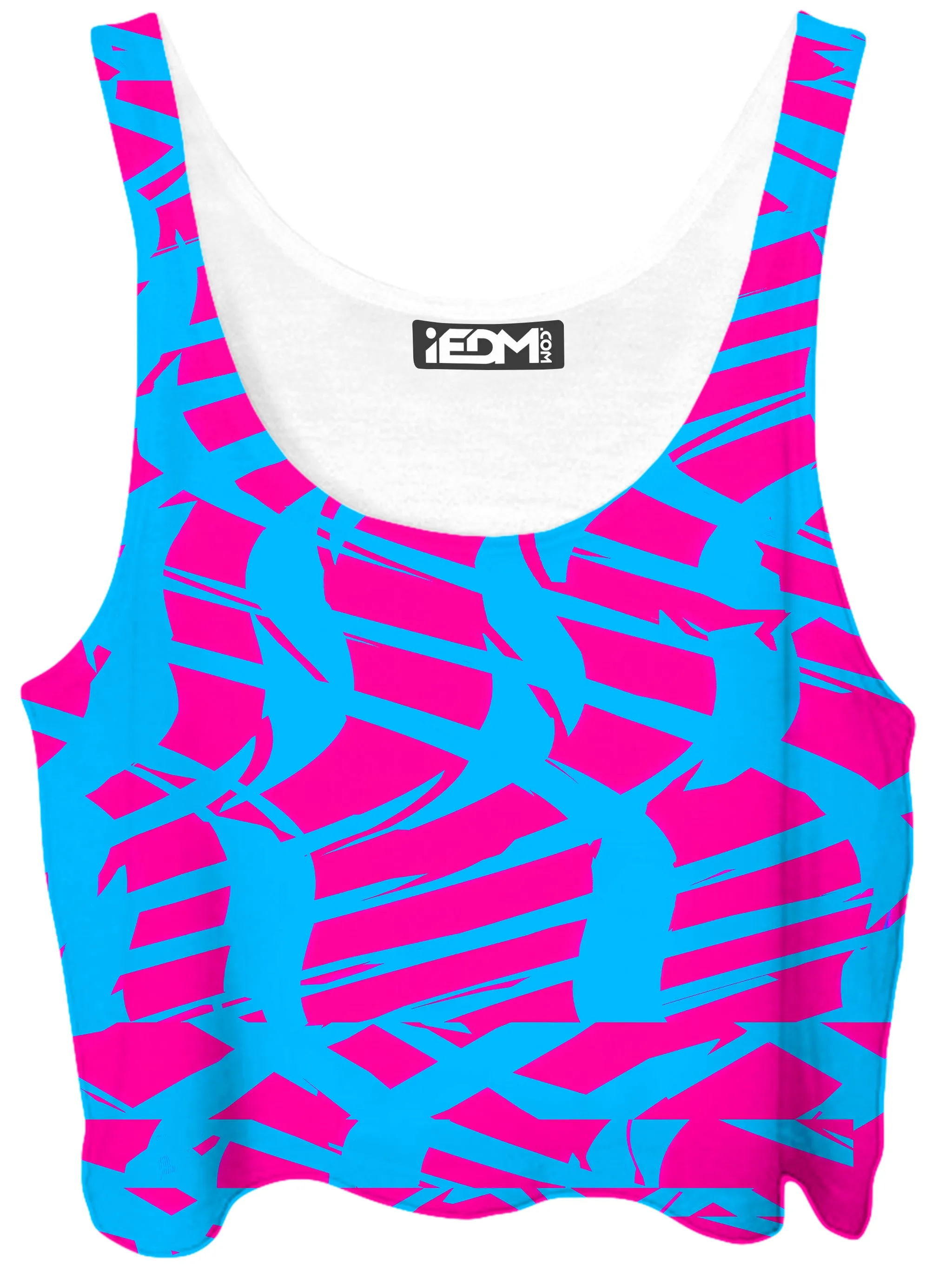 Pink and Blue Squiggly Rave Checkered Crop Top and Leggings Combo sold by iEDM product image thumbnail 2
