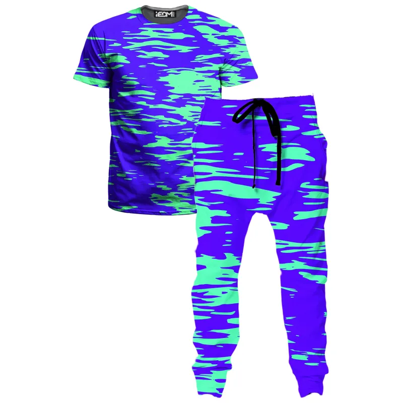 Purple Mint Rave Zebra Stripe T-Shirt and Joggers Combo sold by iEDM