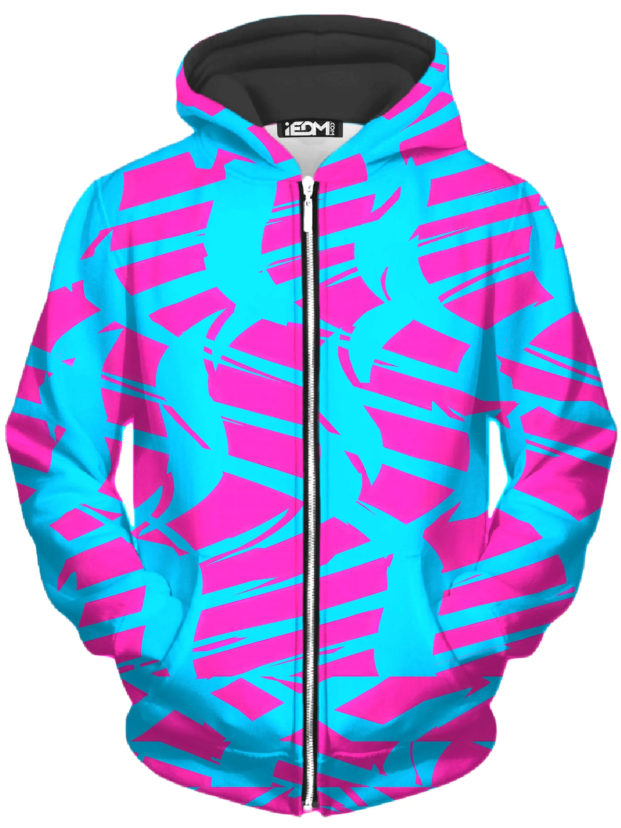 Pink and Blue Squiggly Rave Checkered Zip-Up Hoodie and Leggings Combo sold by iEDM product image thumbnail 2