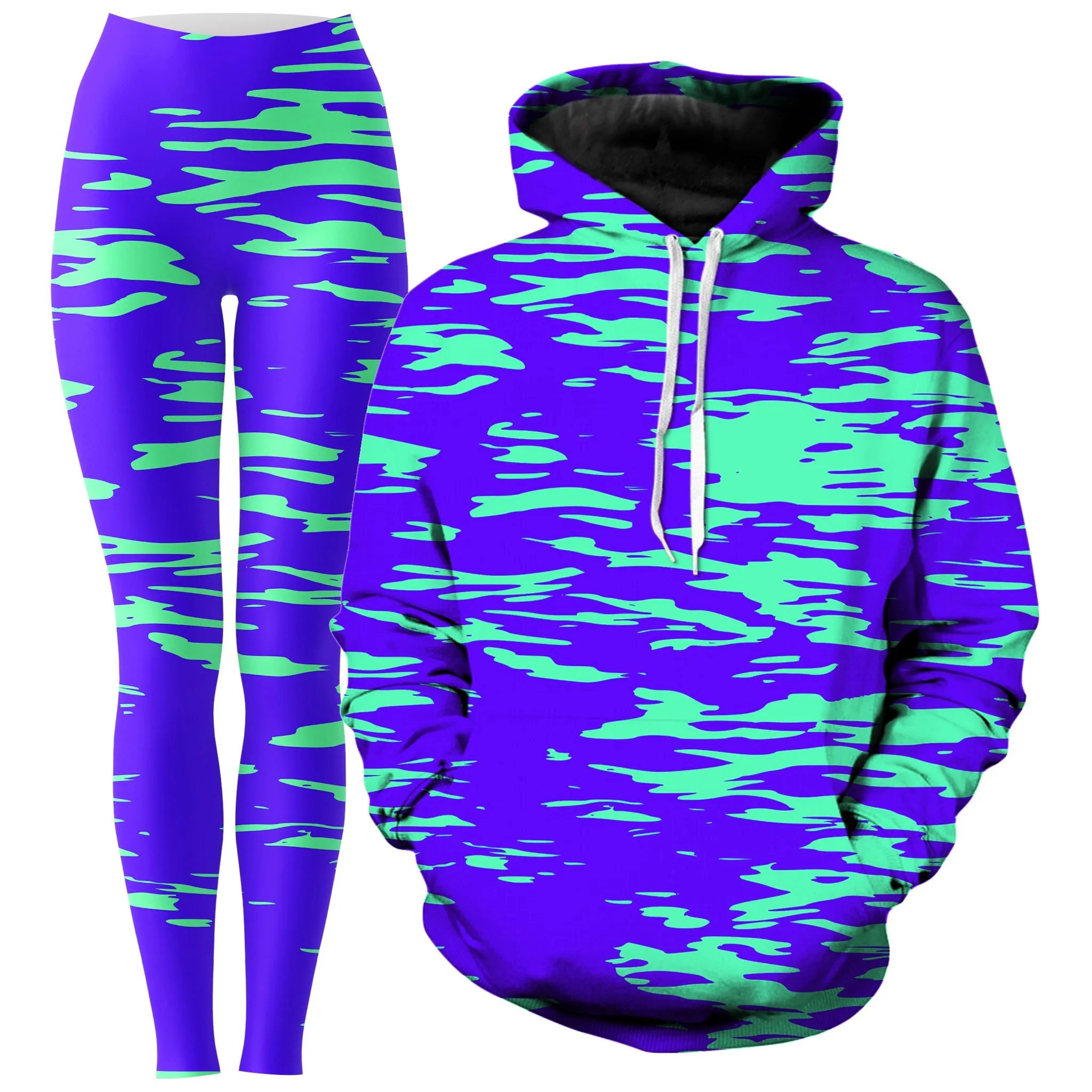 Purple Mint Rave Zebra Stripe Hoodie and Leggings Combo sold by iEDM