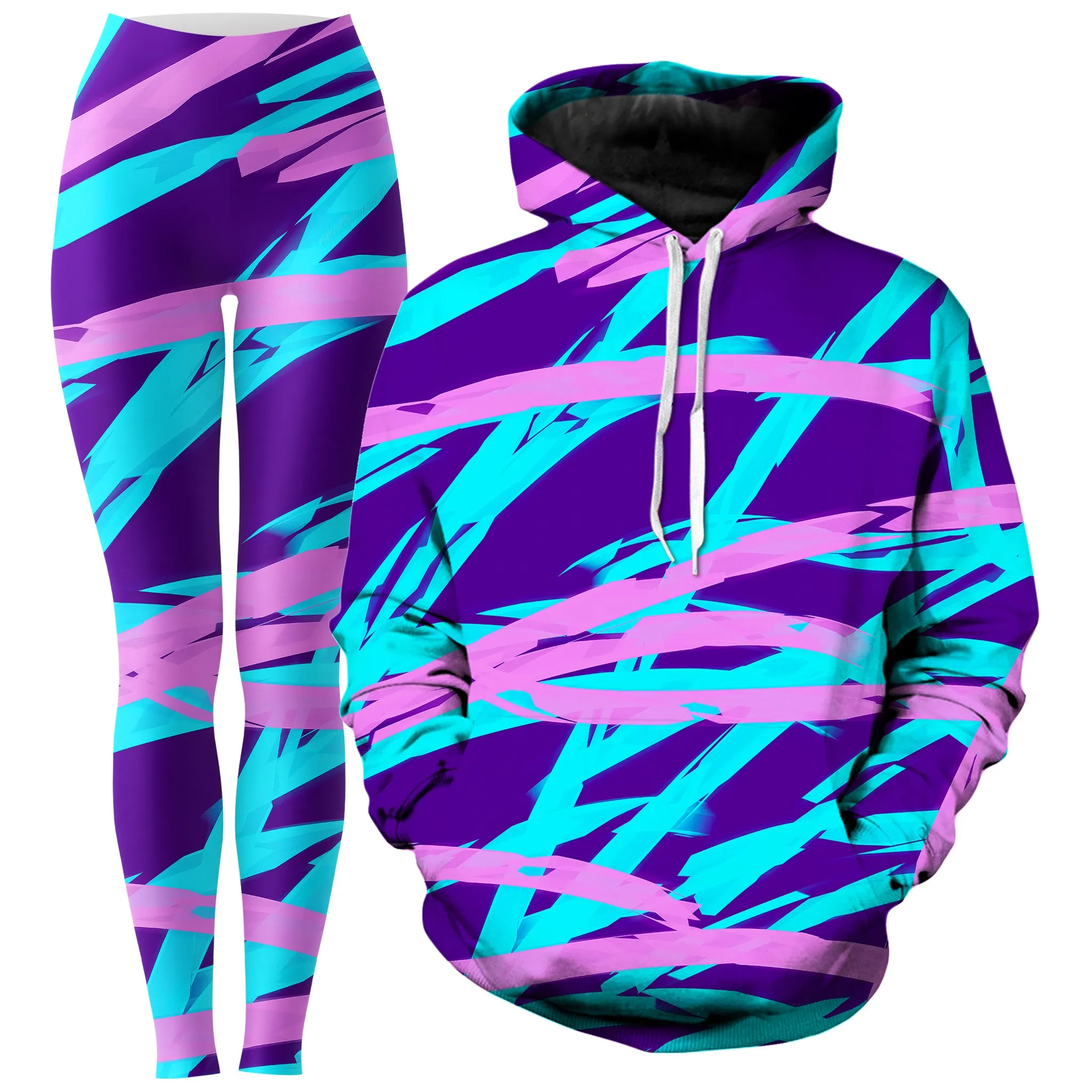 Purple and Blue Rave Abstract Hoodie and Leggings Combo sold by iEDM