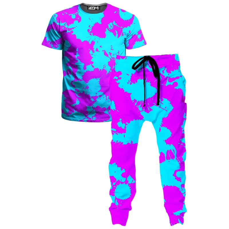 Blue and Purple Paint Splatter T-Shirt and Joggers Combo made by iEDM