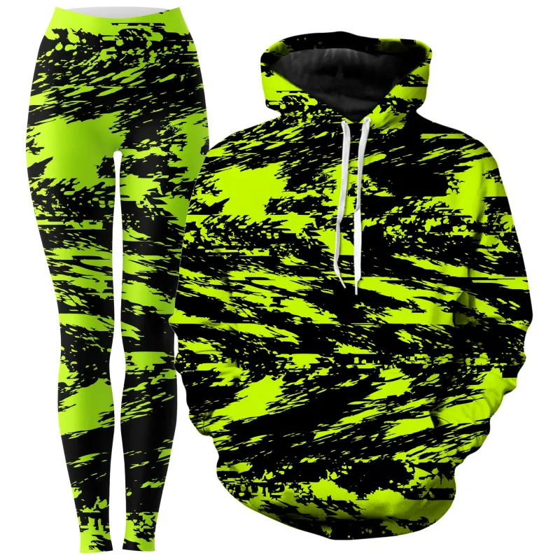 Black Lime Bolt Glitch Hoodie and Leggings Combo sold by iEDM