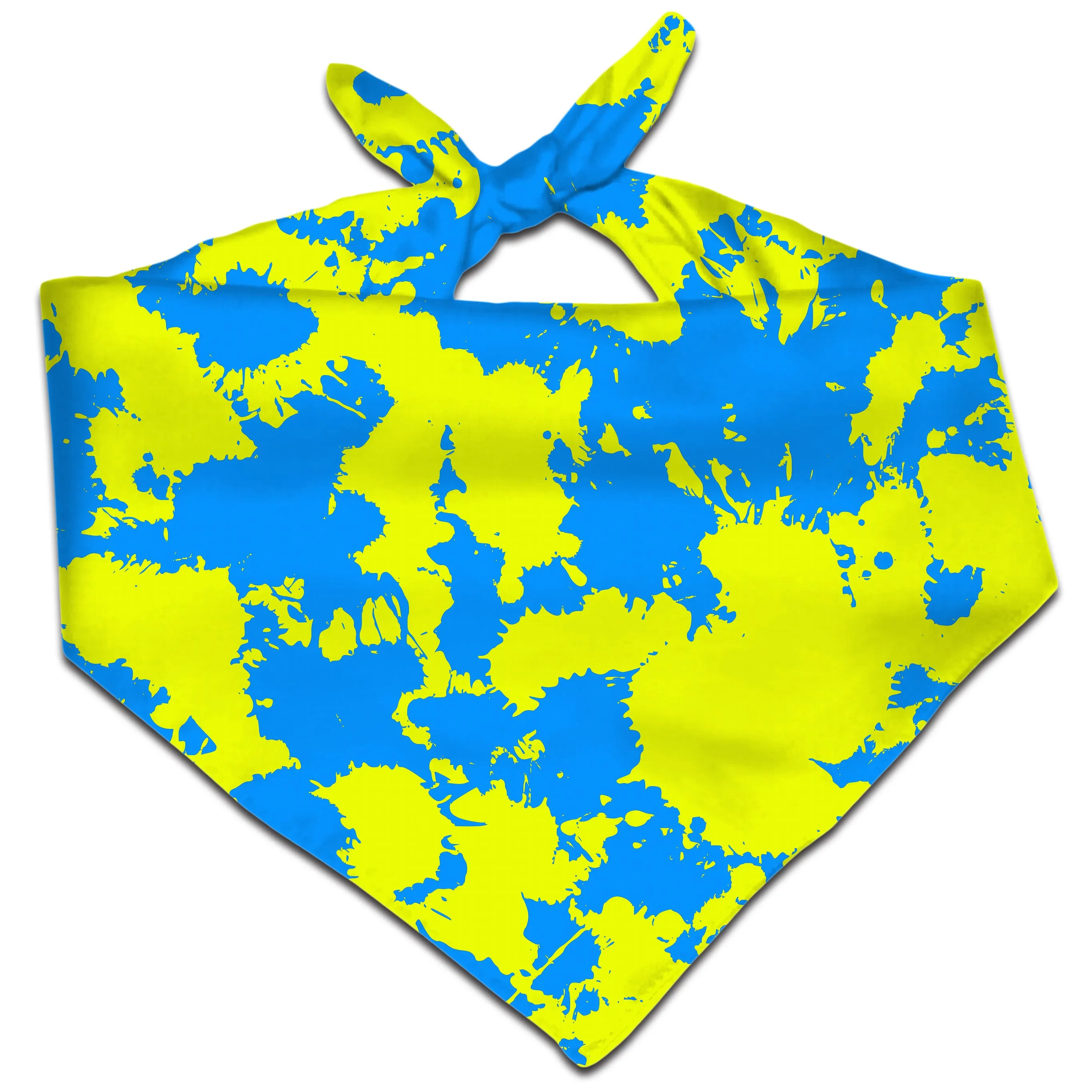 Yellow and Blue Paint Splatter Bandana sold by iEDM