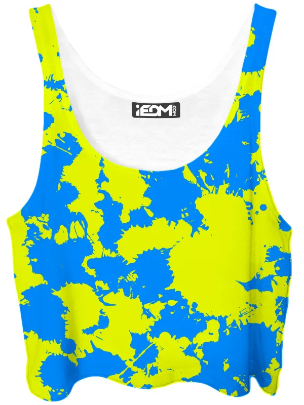 Yellow and Blue Paint Splatter Crop Top sold by iEDM