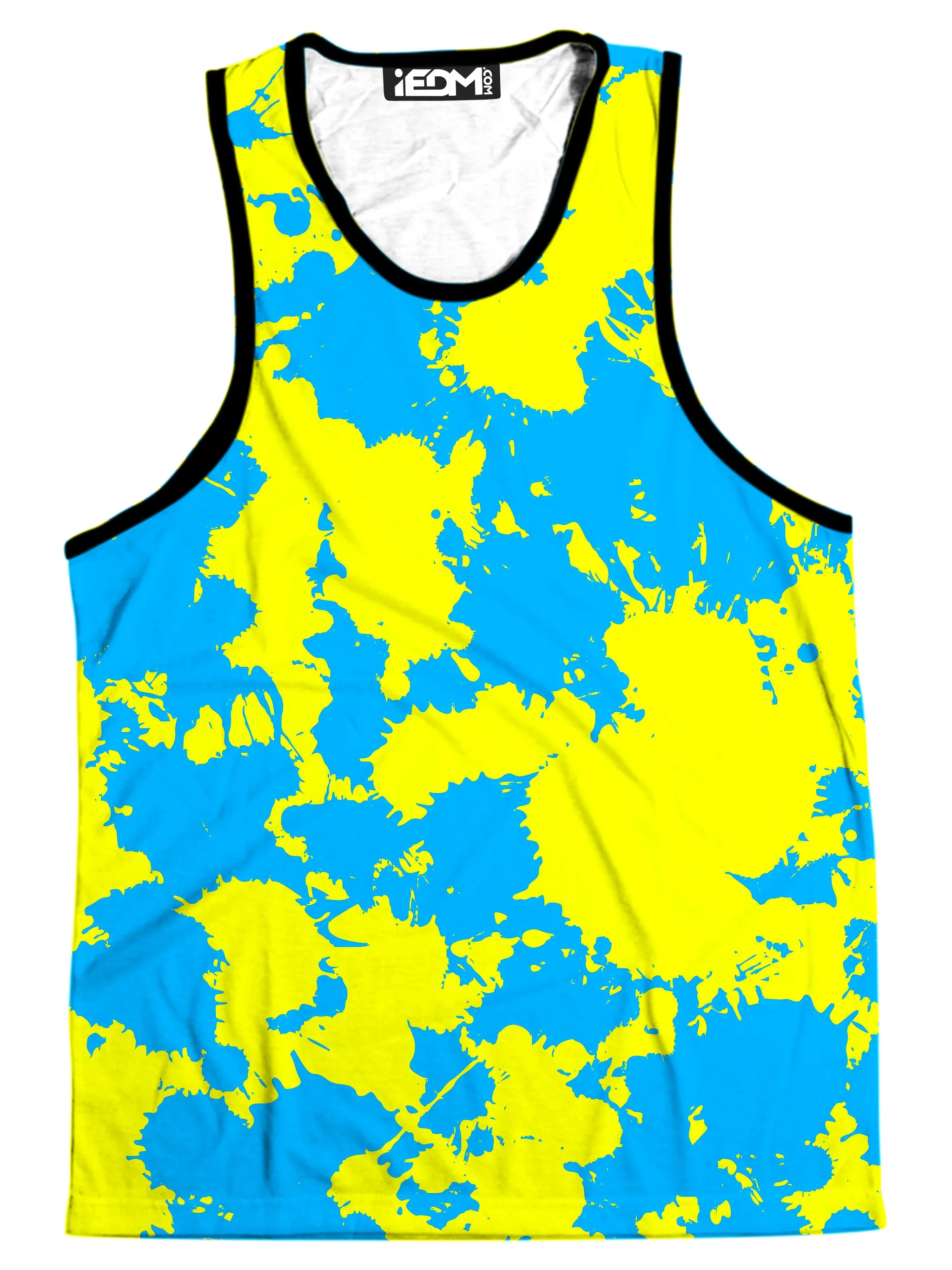 Yellow and Blue Paint Splatter Men's Tank sold by iEDM