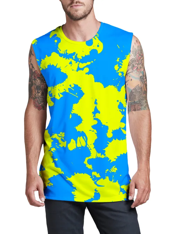 Yellow and Blue Paint Splatter Men's Muscle Tank sold by iEDM