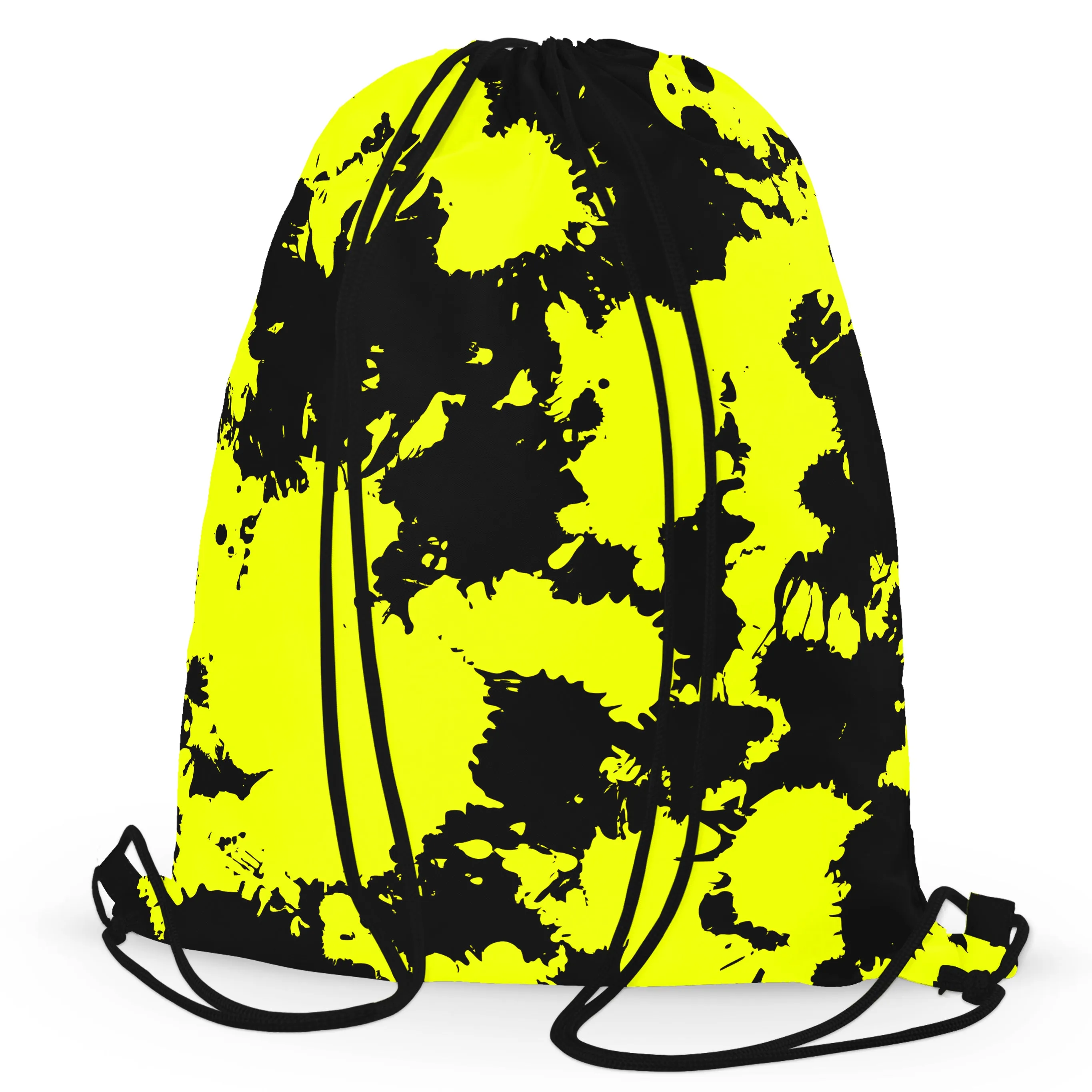 Yellow and Black Paint Splatter Drawstring Bag sold by iEDM product image thumbnail 3