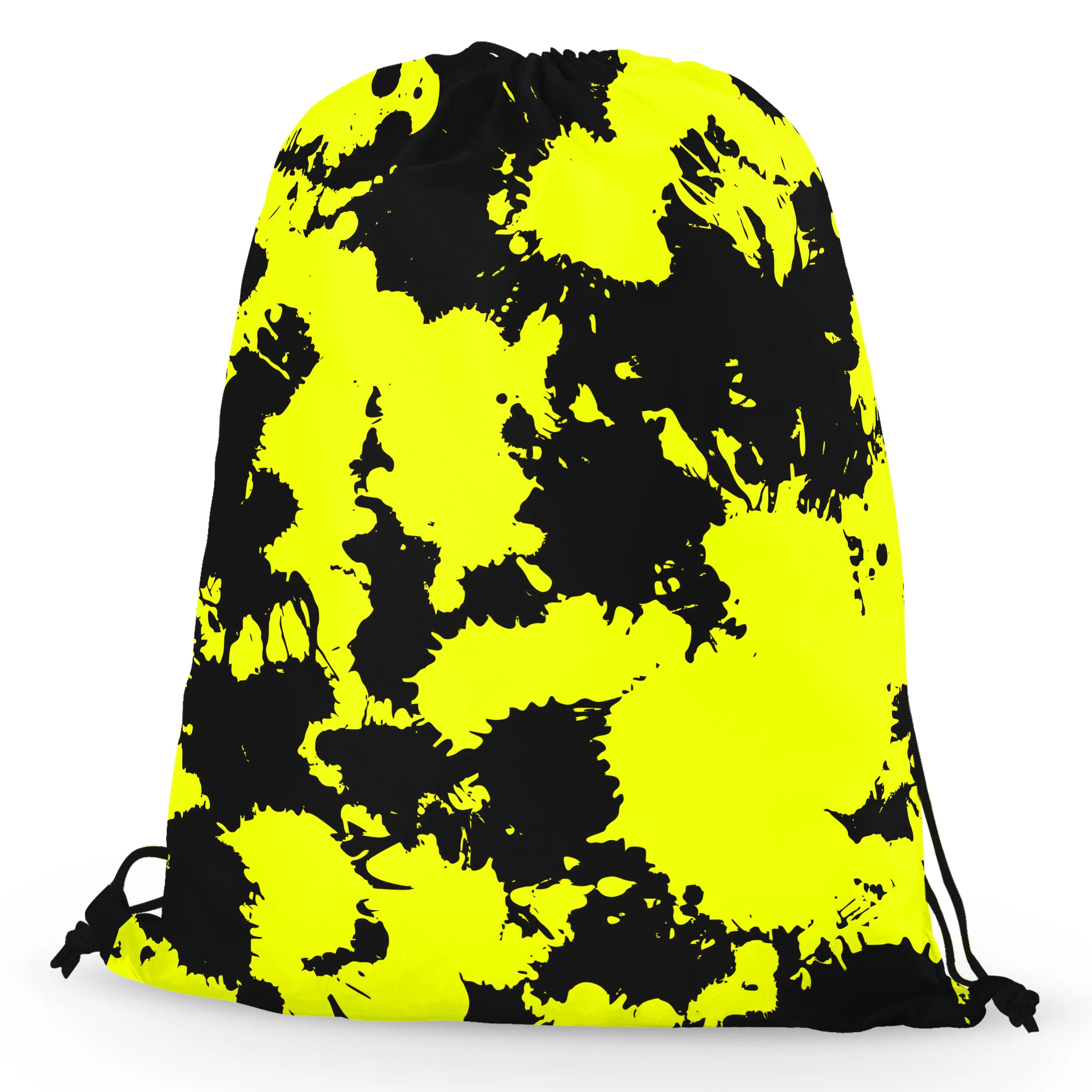 Yellow and Black Paint Splatter Drawstring Bag sold by iEDM product image thumbnail 2