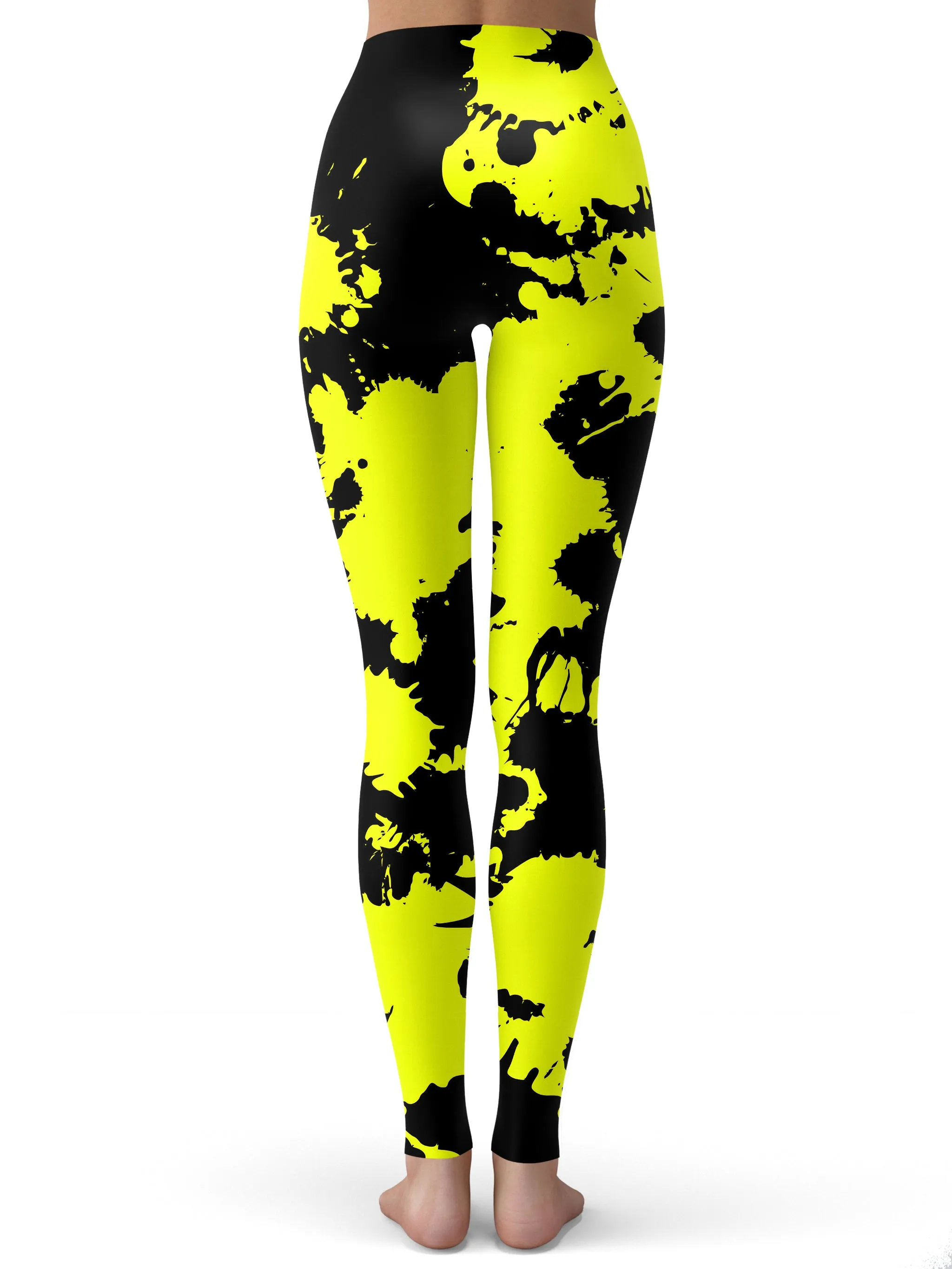 Yellow and Black Paint Splatter Leggings sold by iEDM product image thumbnail 3