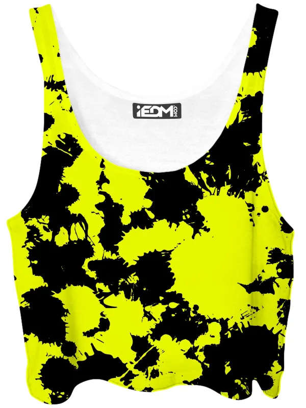 Yellow and Black Paint Splatter Crop Top sold by iEDM
