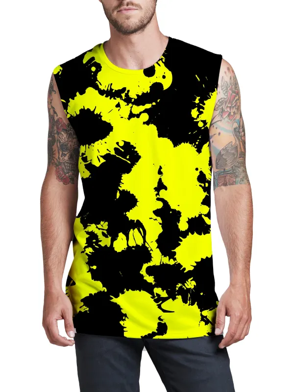 Yellow and Black Paint Splatter Men's Muscle Tank sold by iEDM