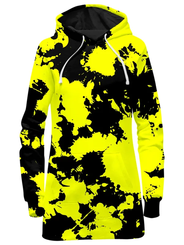 Yellow and Black Paint Splatter Hoodie Dress sold by iEDM