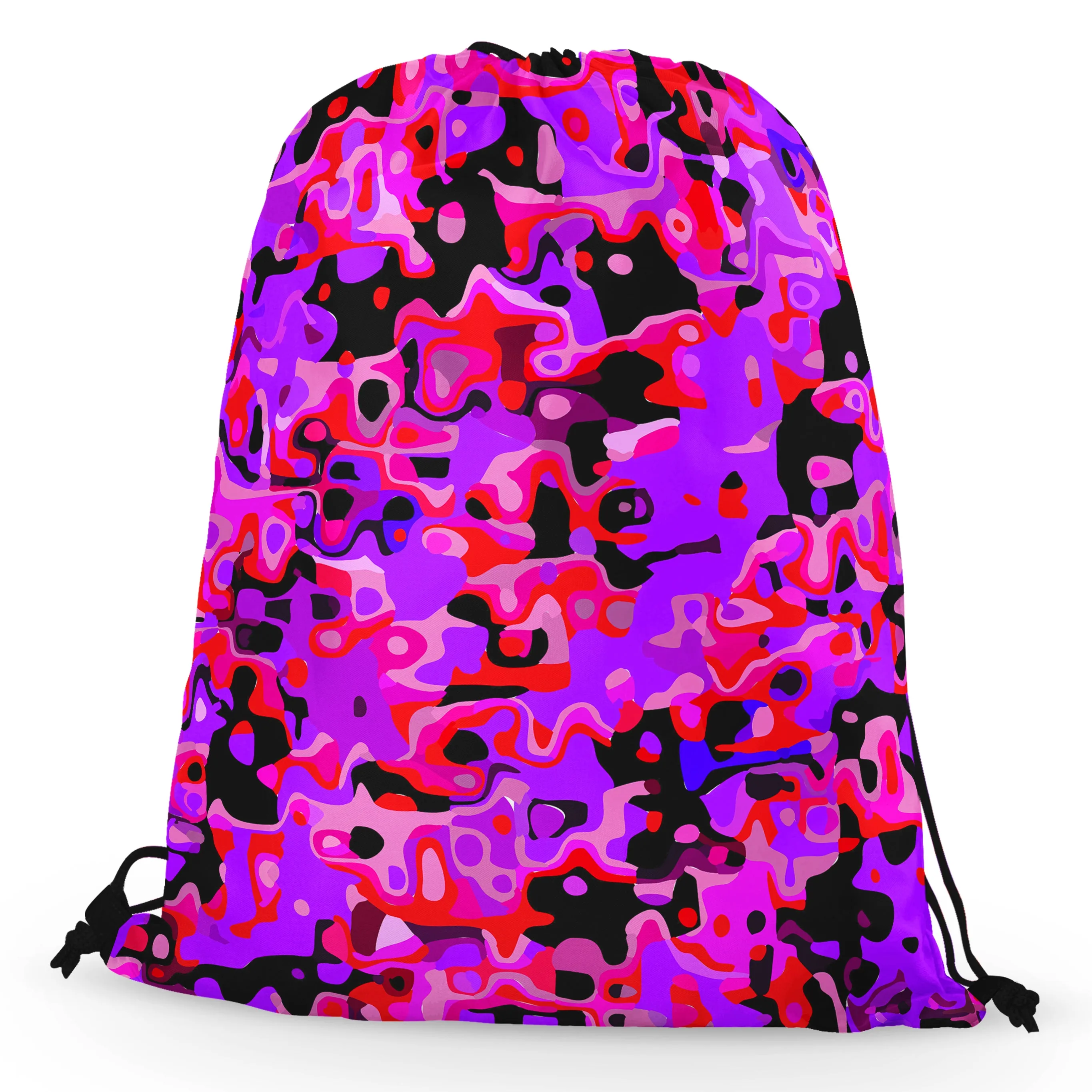 Purple Red and Black Rave Camo Melt Drawstring Bag sold by iEDM product image thumbnail 2
