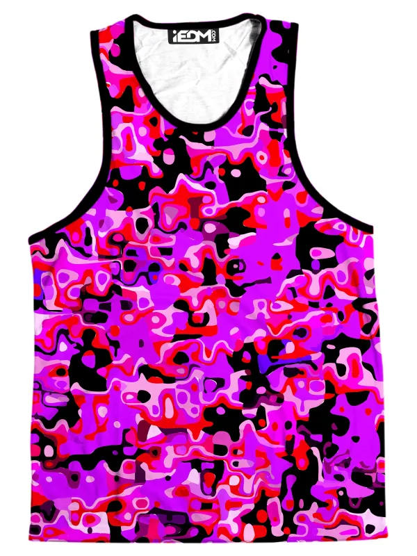 Purple Red and Black Rave Camo Melt Men's Tank sold by iEDM