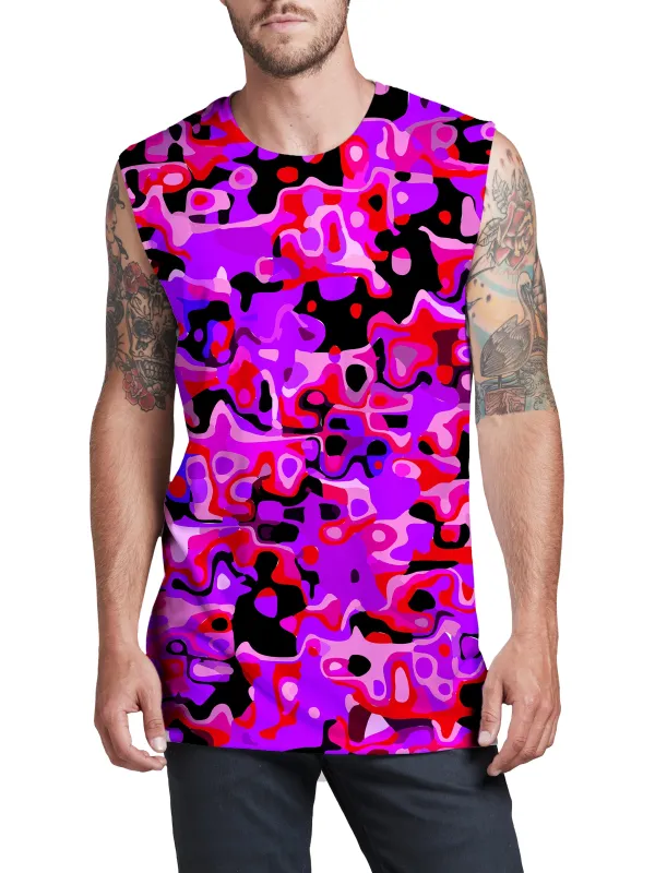 Purple Red and Black Rave Camo Melt Men's Muscle Tank sold by iEDM