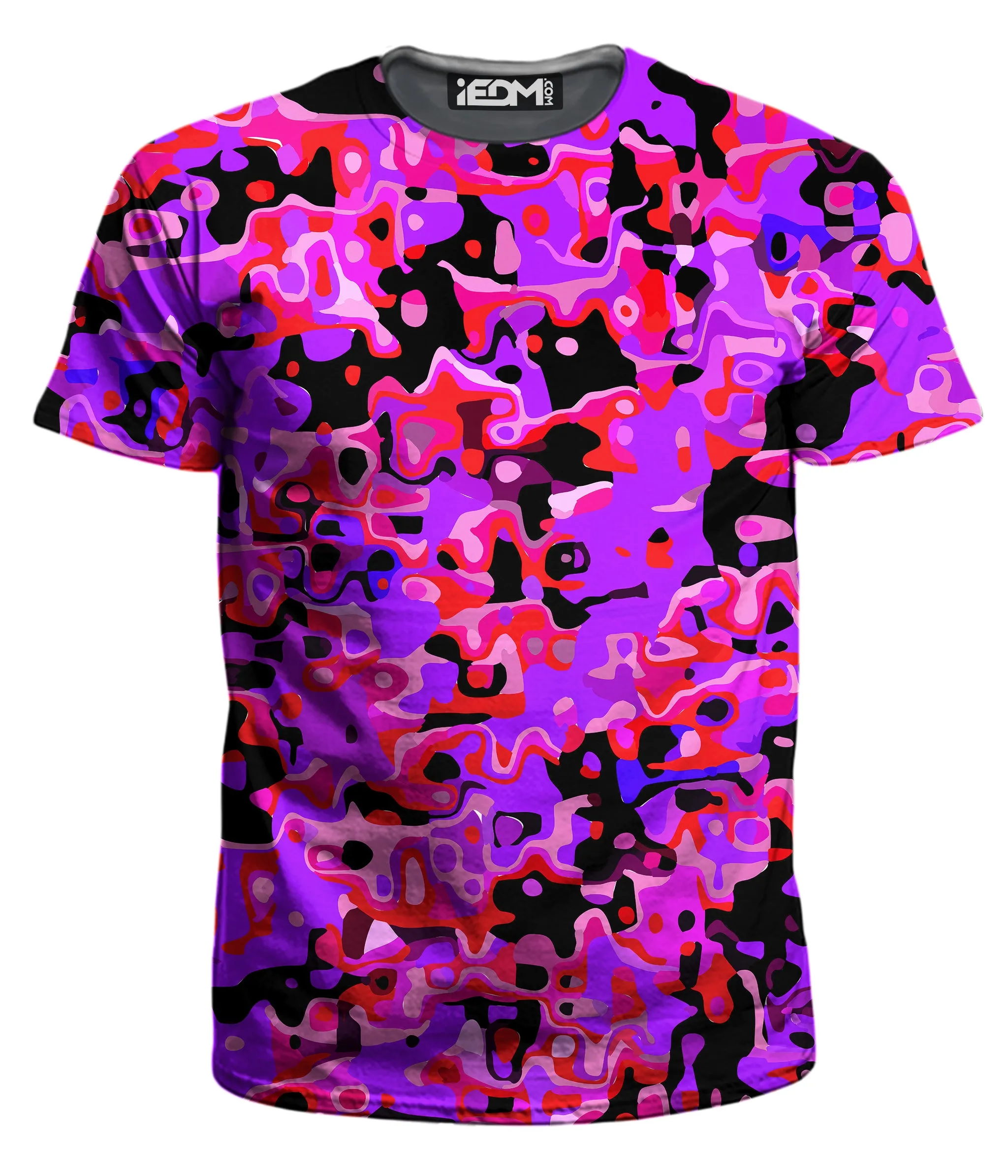 Purple Red and Black Rave Camo Melt Men's T-Shirt sold by iEDM