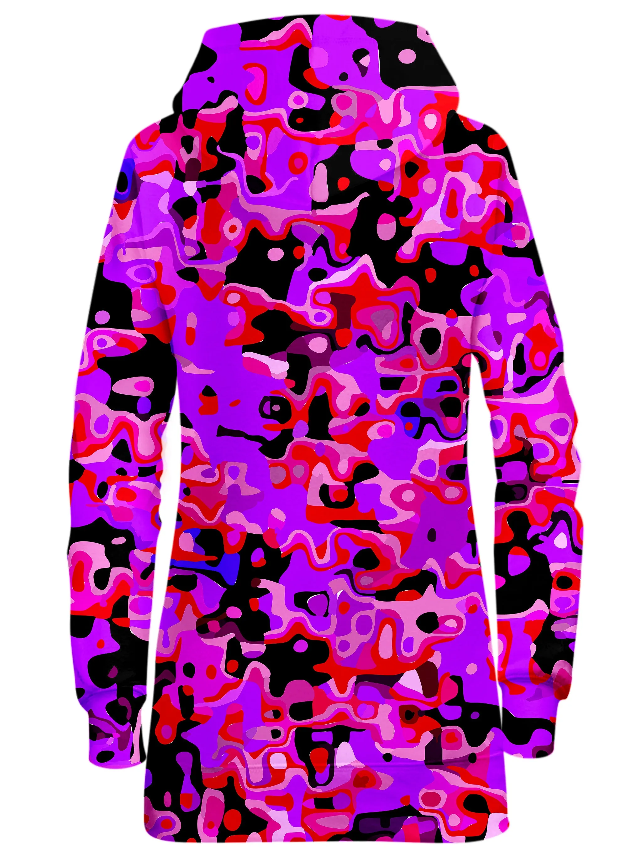Purple Red and Black Rave Camo Melt Hoodie Dress sold by iEDM product image thumbnail 2