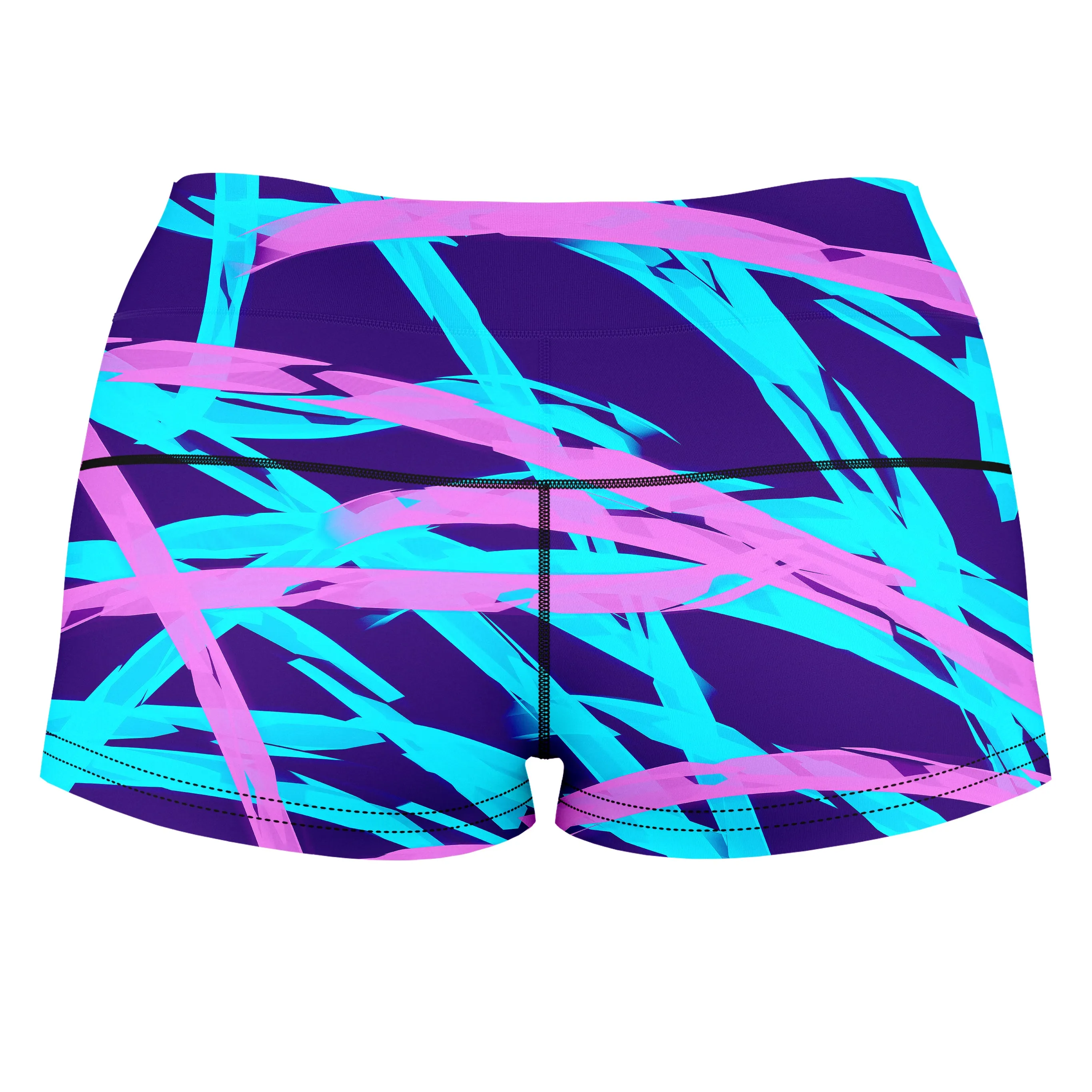 Purple and Blue Rave Abstract High-Waisted Women's Shorts sold by iEDM product image thumbnail 2