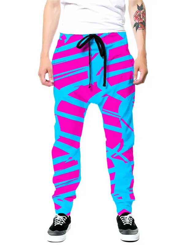 Pink and Blue Squiggly Rave Checkered Joggers sold by iEDM