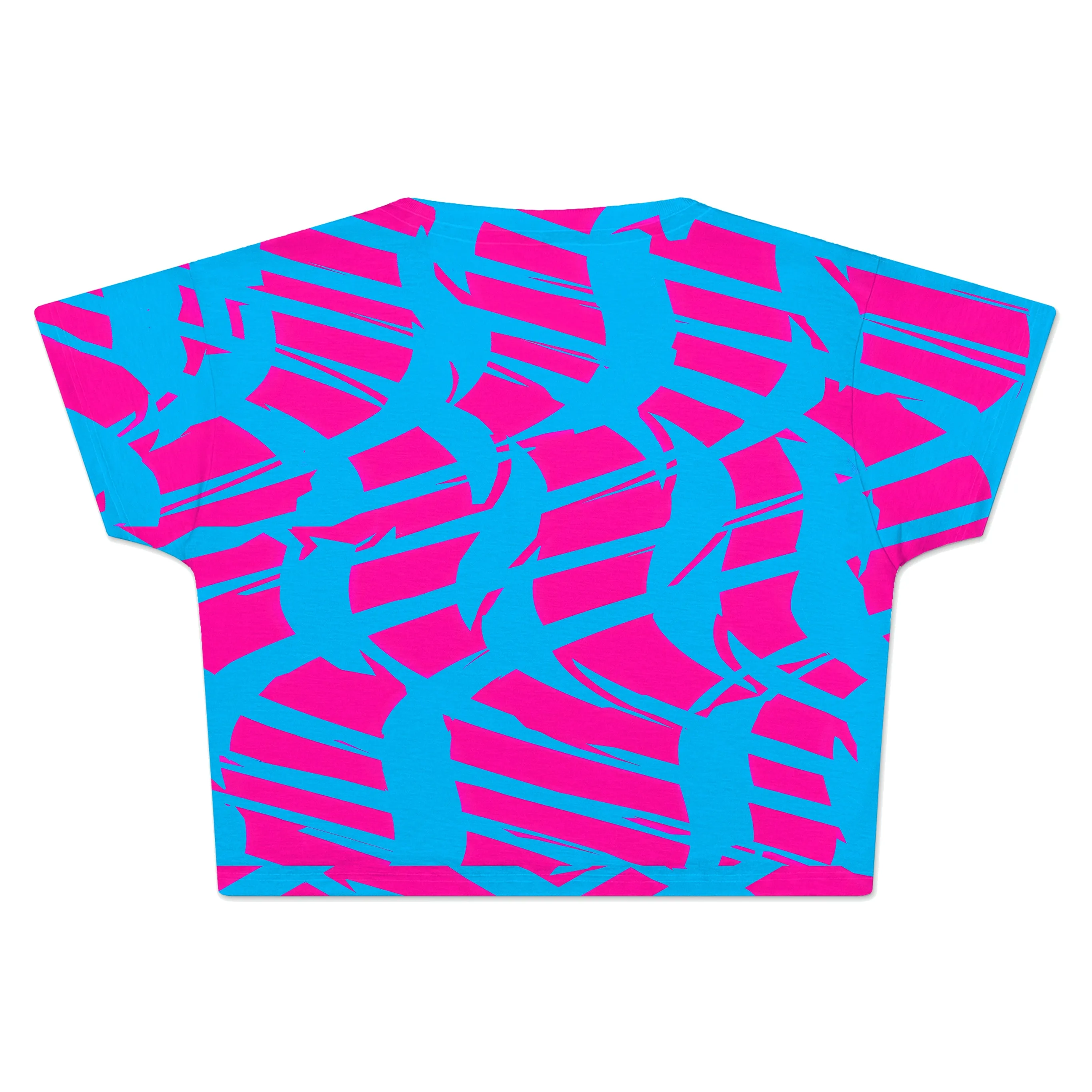 Pink and Blue Squiggly Rave Checkered Crop Tee sold by iEDM product image thumbnail 2