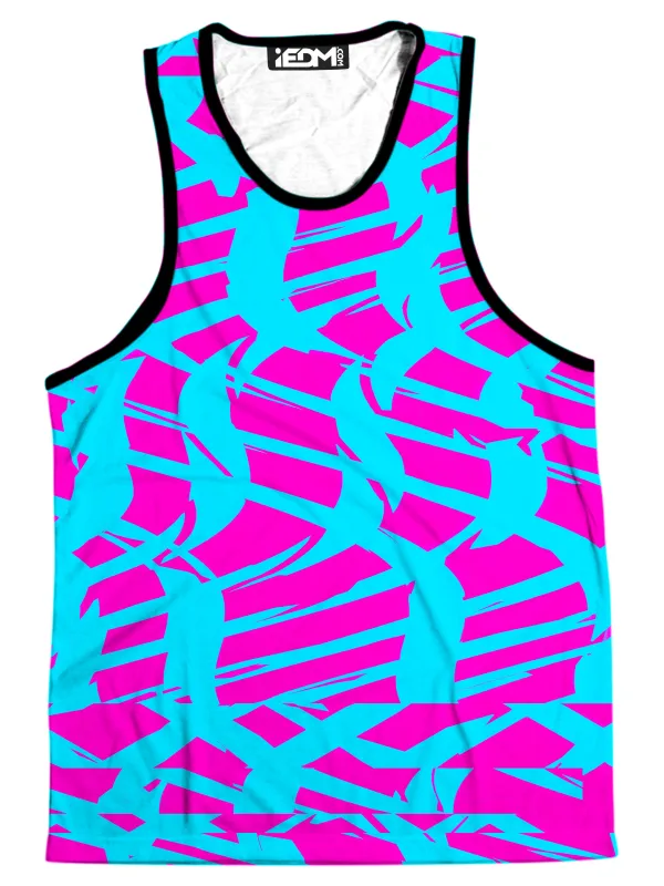 Pink and Blue Squiggly Rave Checkered Men's Tank sold by iEDM
