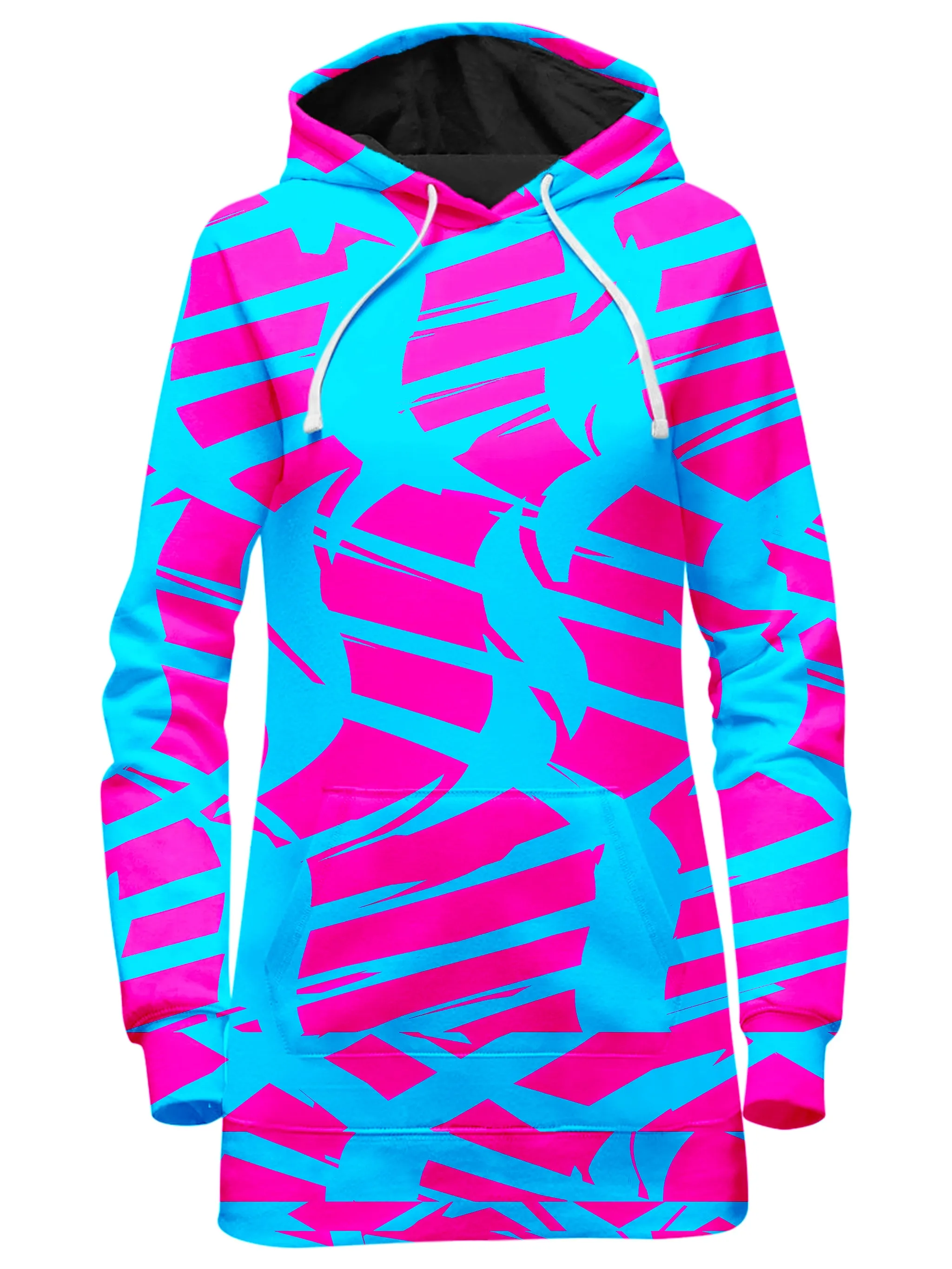 Pink and Blue Squiggly Rave Checkered Hoodie Dress sold by iEDM