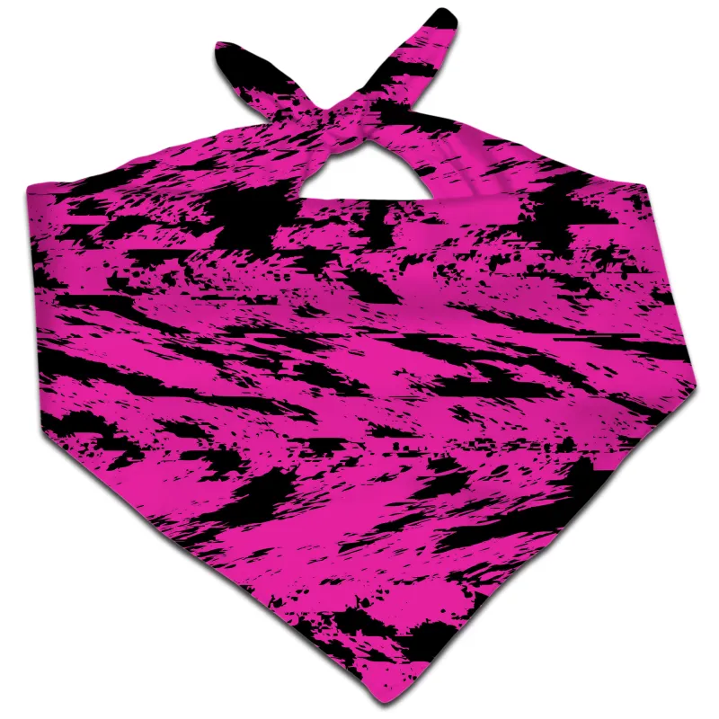 Pink and Black Rave Glitch Splatter Bandana sold by iEDM