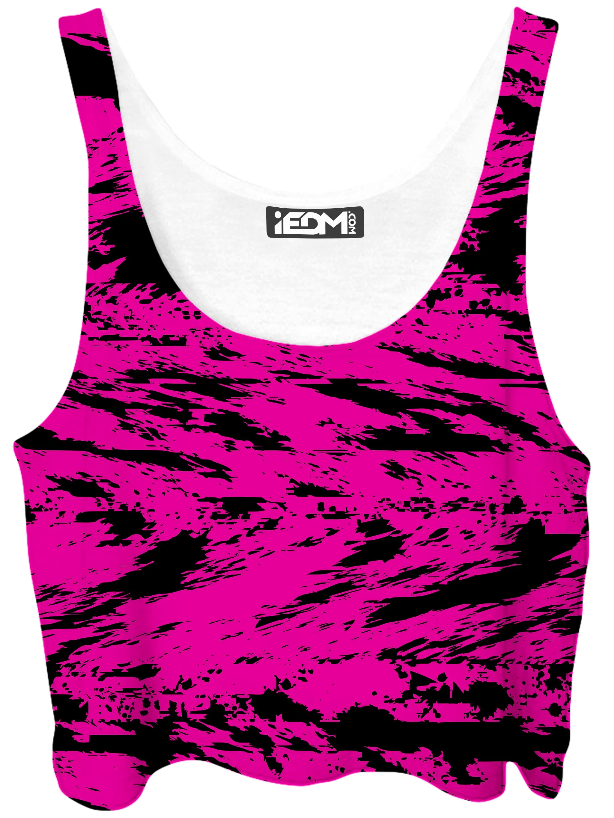 Pink and Black Rave Glitch Splatter Crop Top sold by iEDM