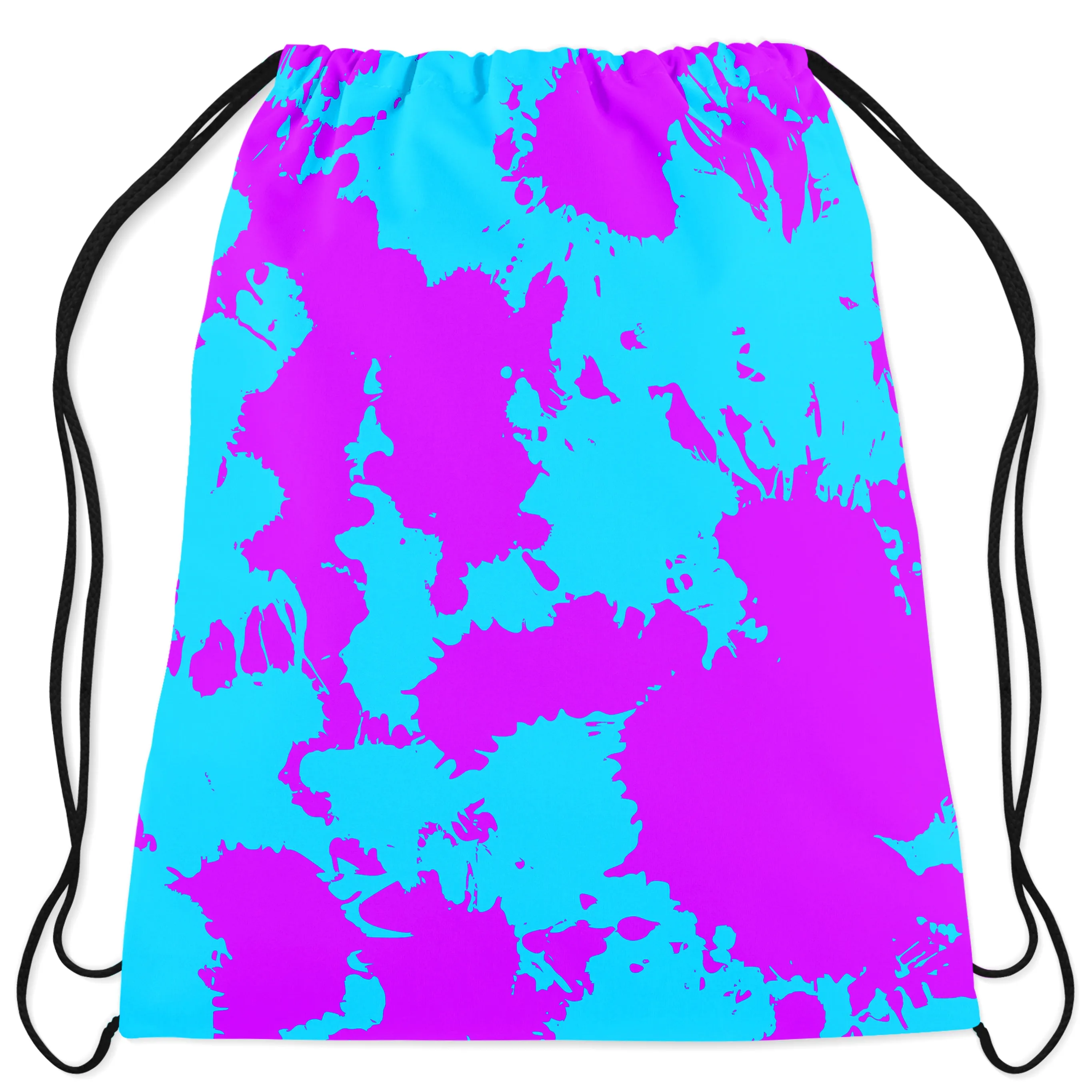 Blue and Purple Paint Splatter Drawstring Bag sold by iEDM