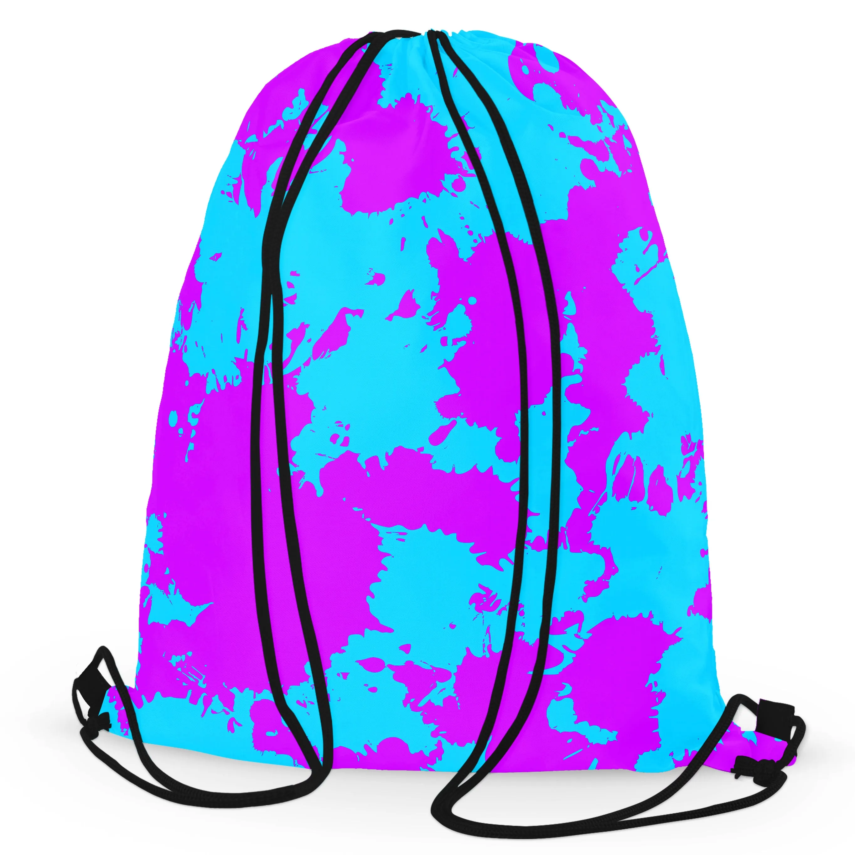 Blue and Purple Paint Splatter Drawstring Bag sold by iEDM product image thumbnail 3