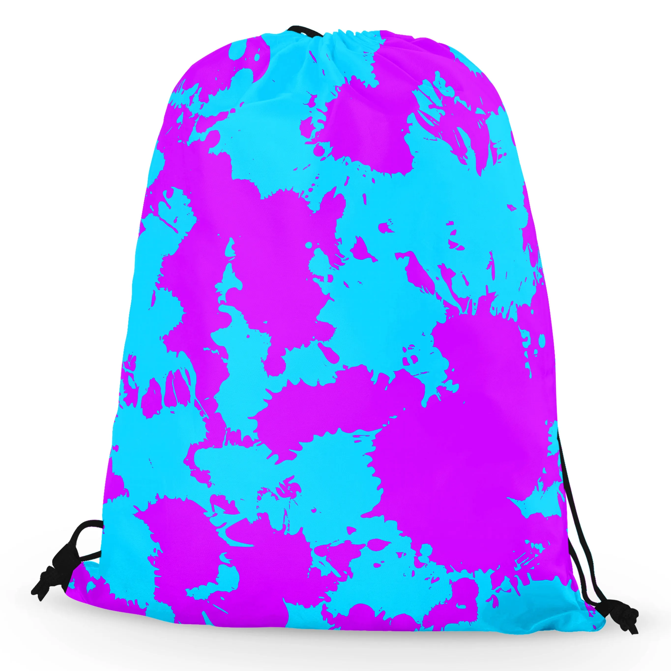 Blue and Purple Paint Splatter Drawstring Bag sold by iEDM product image thumbnail 2
