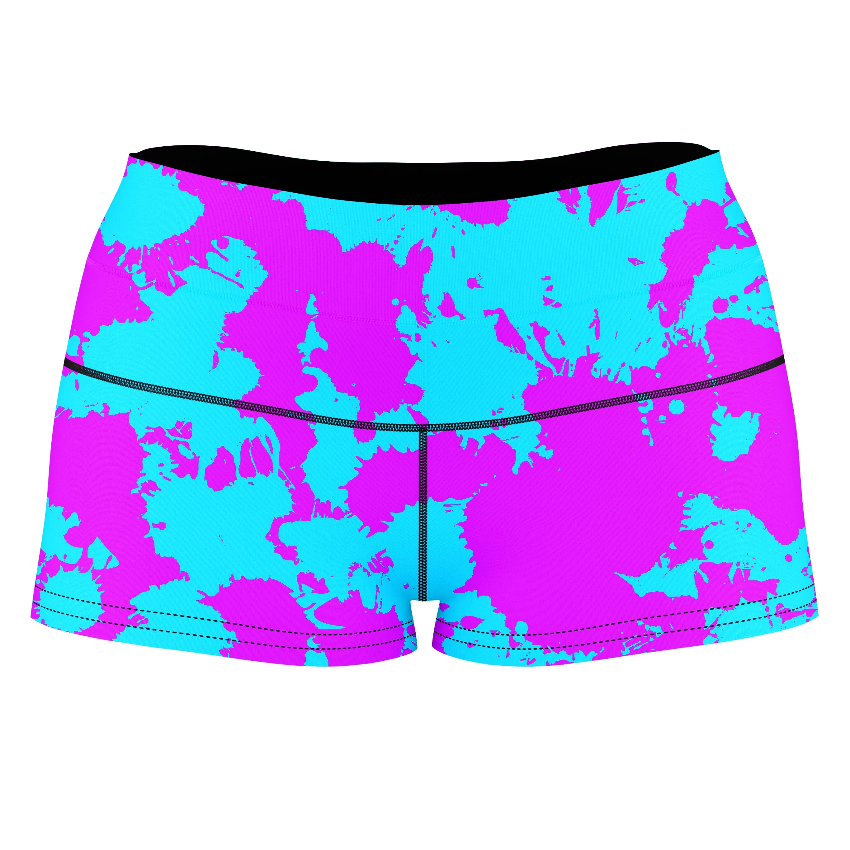 Blue and Purple Paint Splatter High-Waisted Women's Shorts sold by iEDM