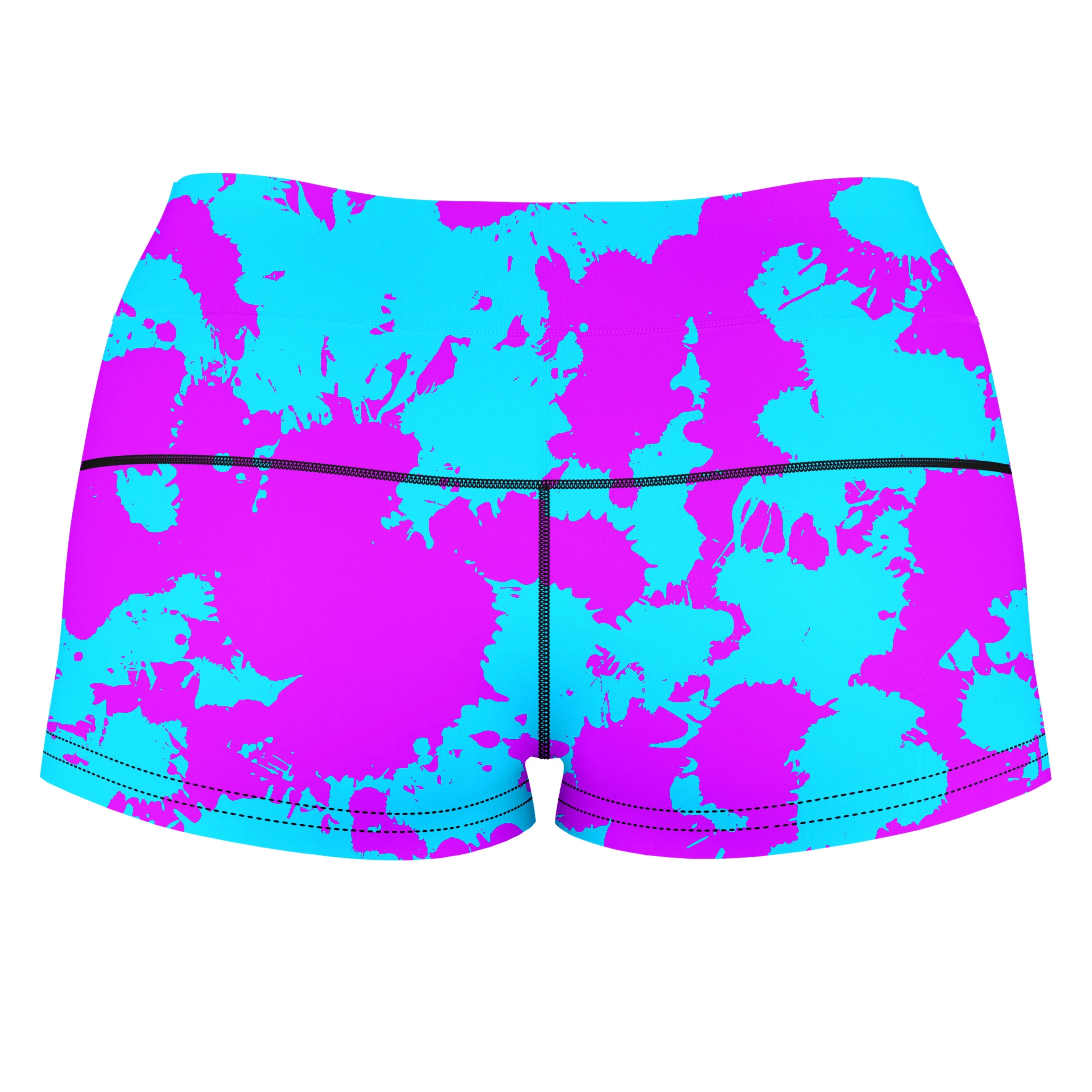 Blue and Purple Paint Splatter High-Waisted Women's Shorts sold by iEDM product image thumbnail 2