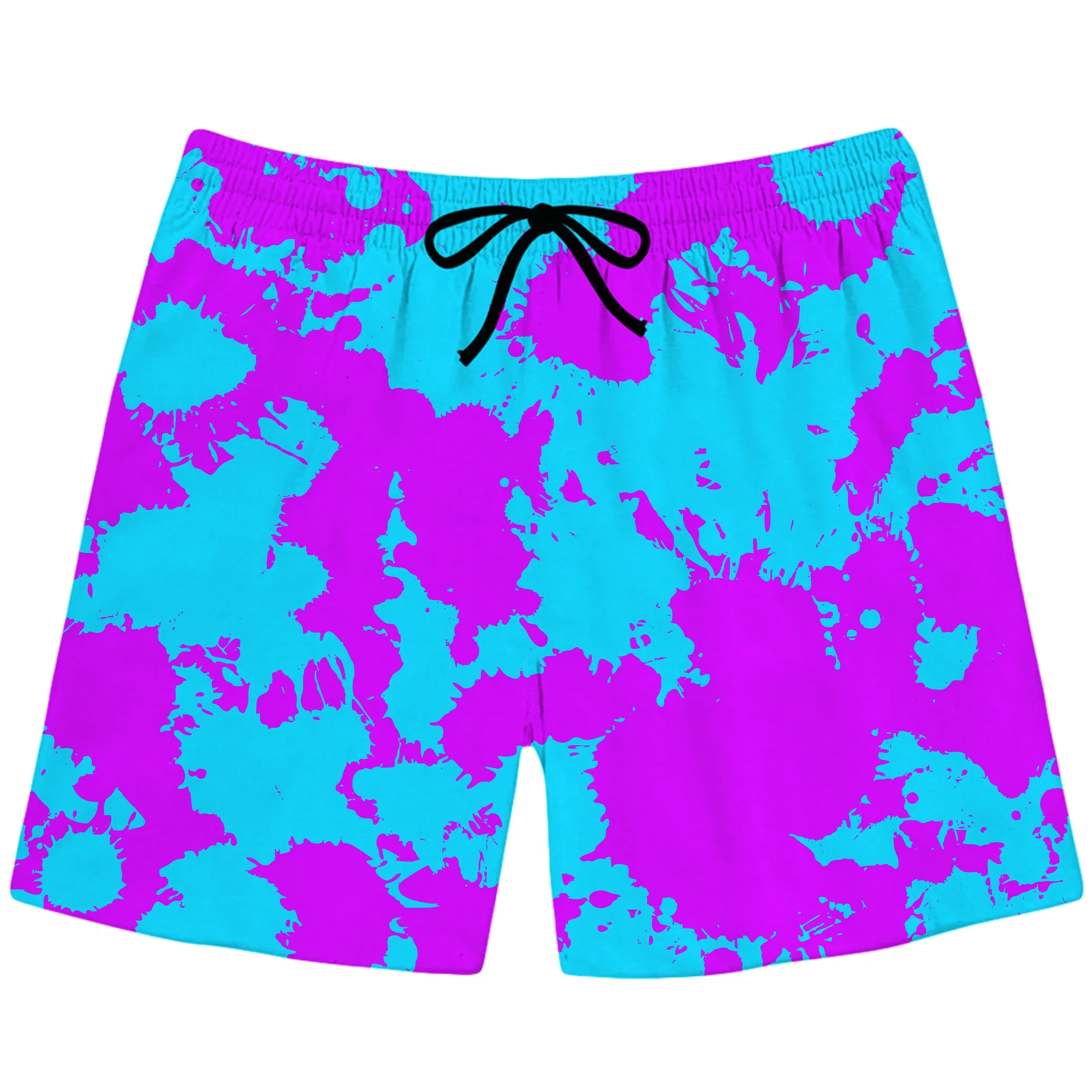 Blue and Purple Paint Splatter Swim Trunks sold by iEDM