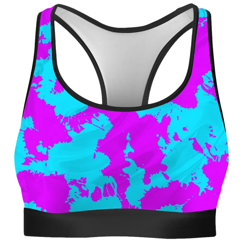 Blue and Purple Paint Splatter Rave Bra sold by iEDM