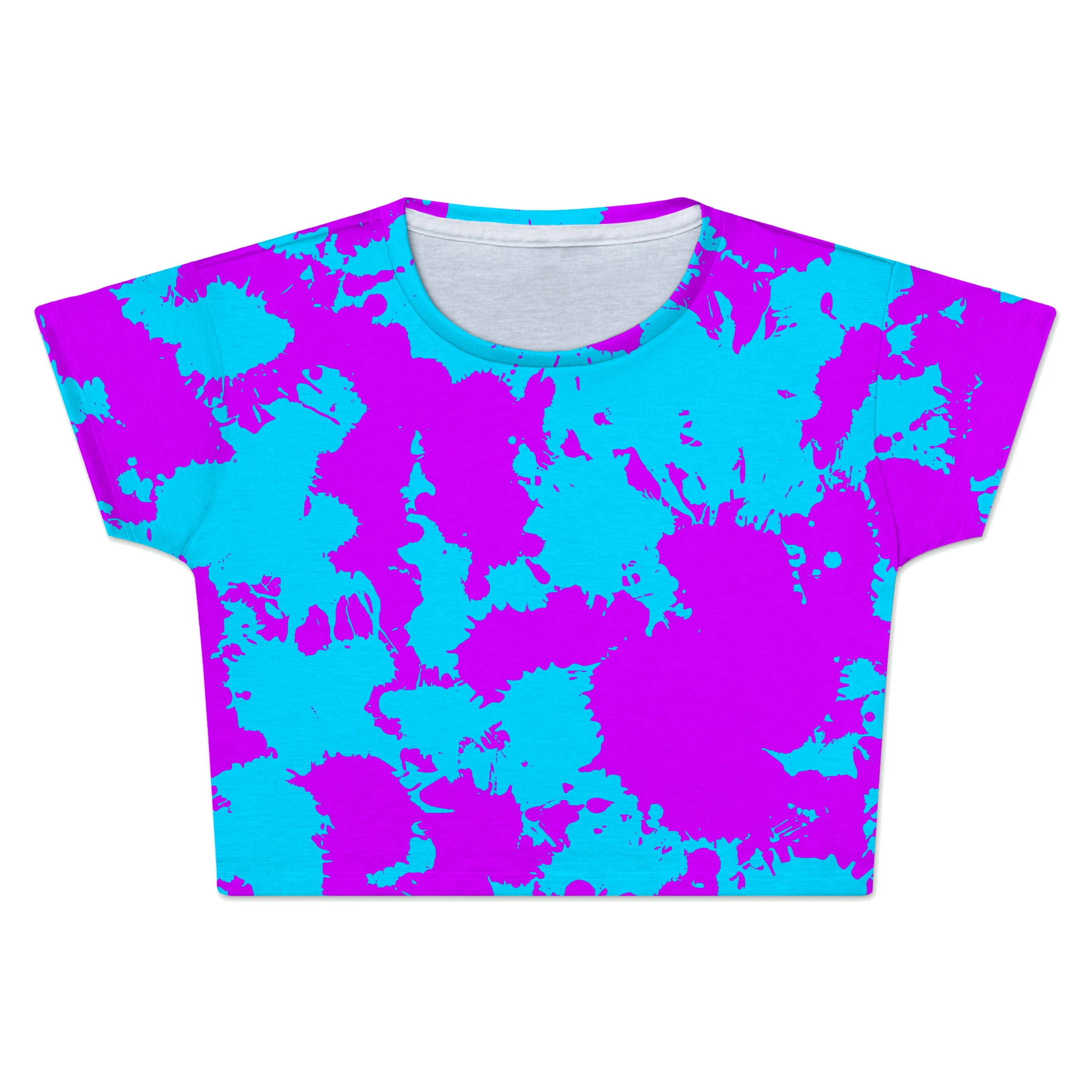 Blue and Purple Paint Splatter Crop Tee sold by iEDM
