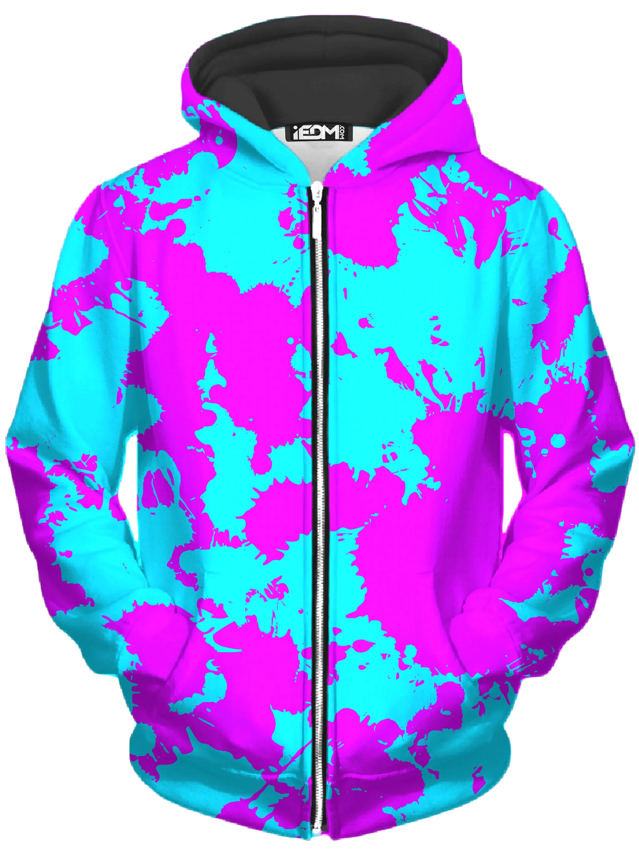 Blue and Purple Paint Splatter Unisex Zip-Up Hoodie sold by iEDM